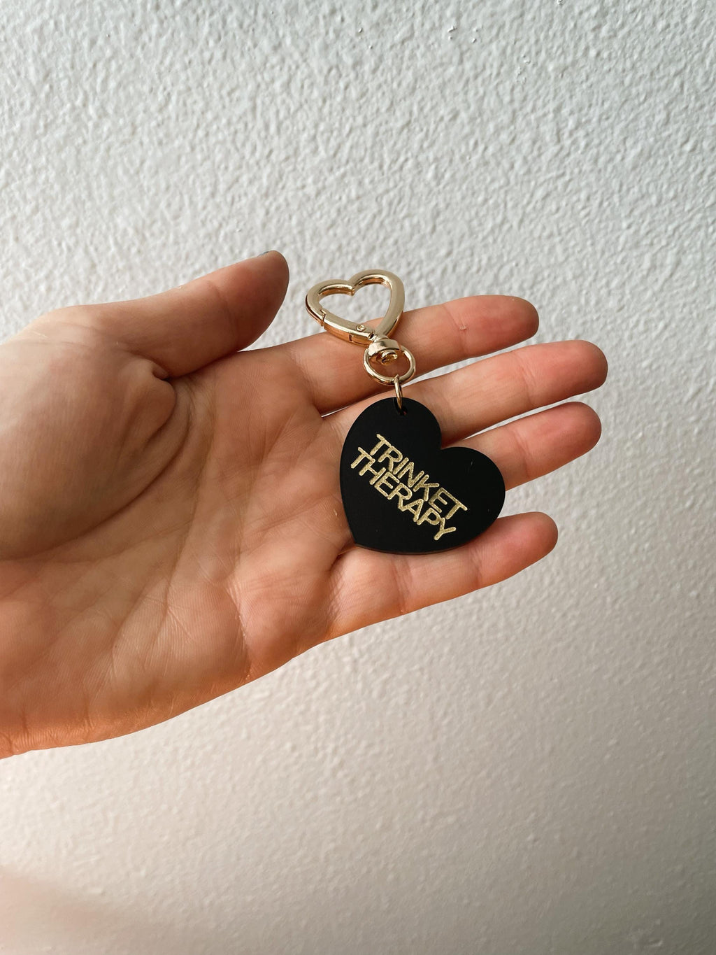 Emotional Support Trinket Therapy Bag Charm Key Chain | Handmade Heart Black Acrylic