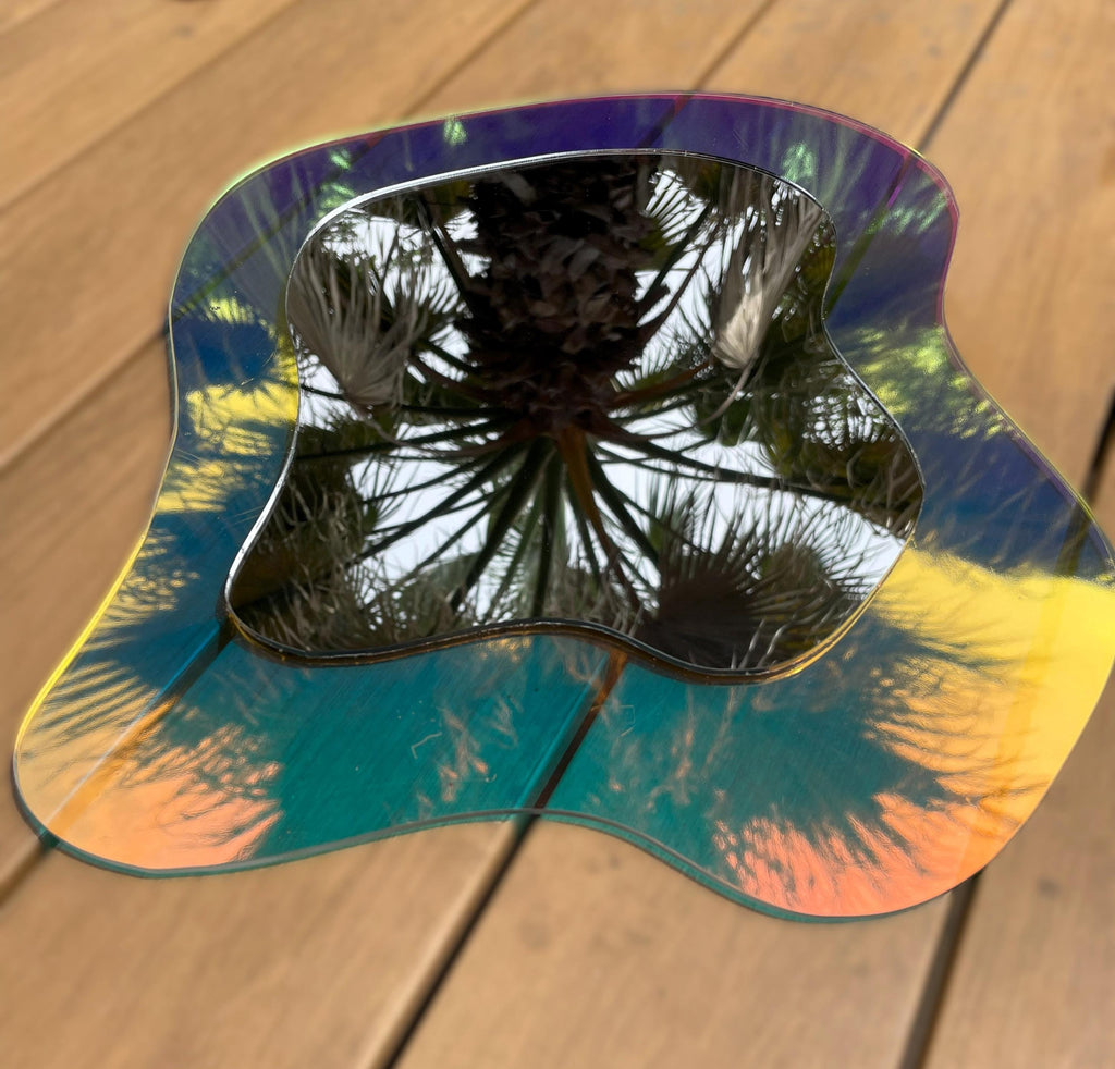 Wavy Mirror Acrylic Wall Art | Rainbow Iridescent Abstract Decor