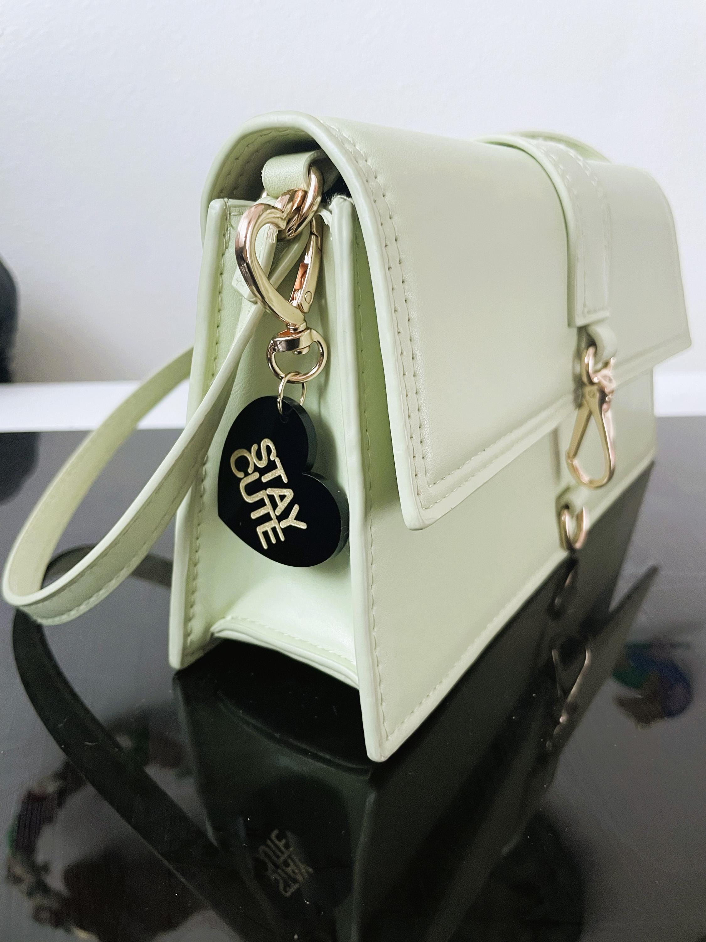 Bestie Trinket Bag Charm Key Chain | Handmade Heart Black Acrylic