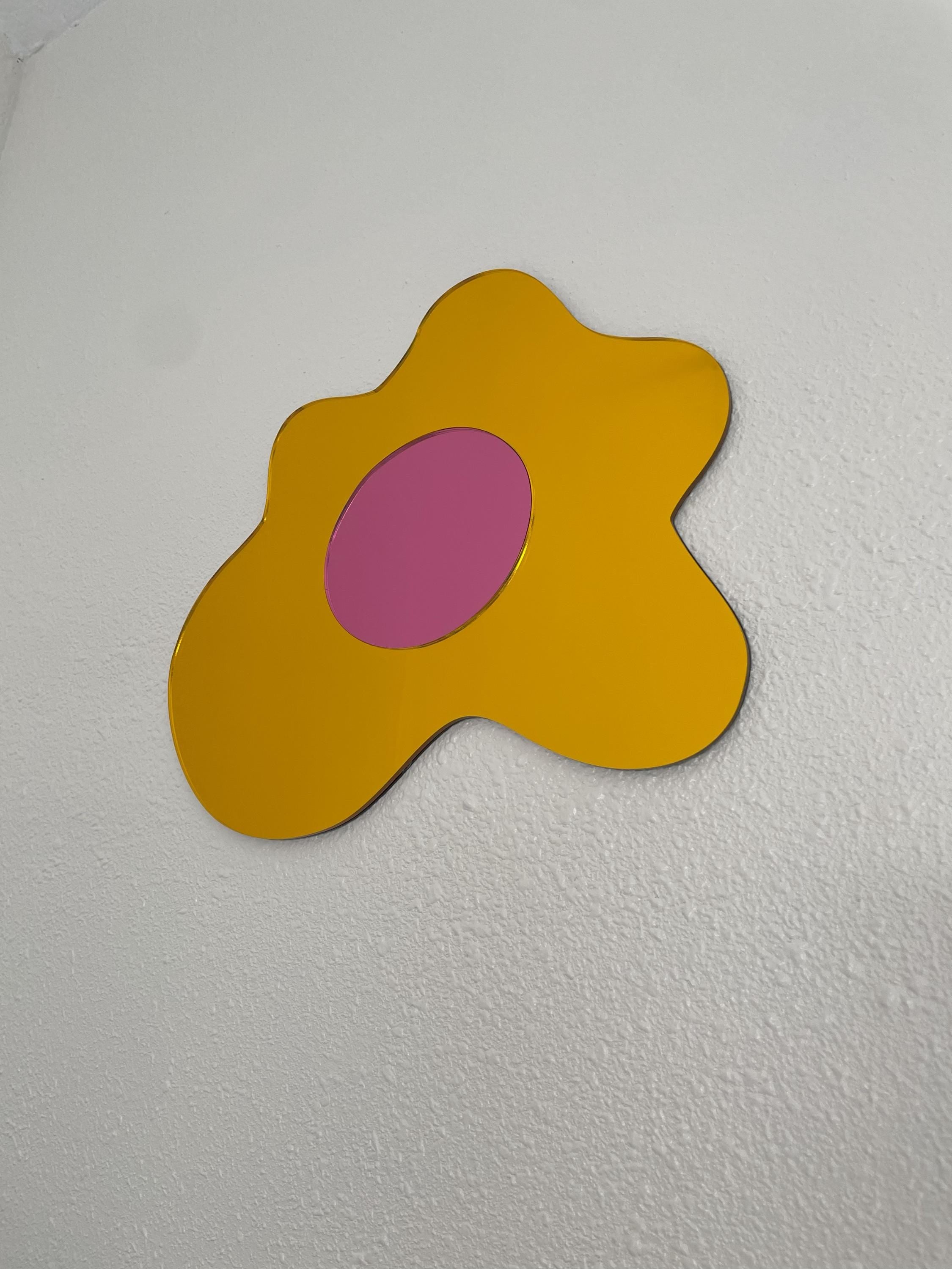 Funky Pink Egg Mirror: Quirky Acrylic Wall Decor - Handmade