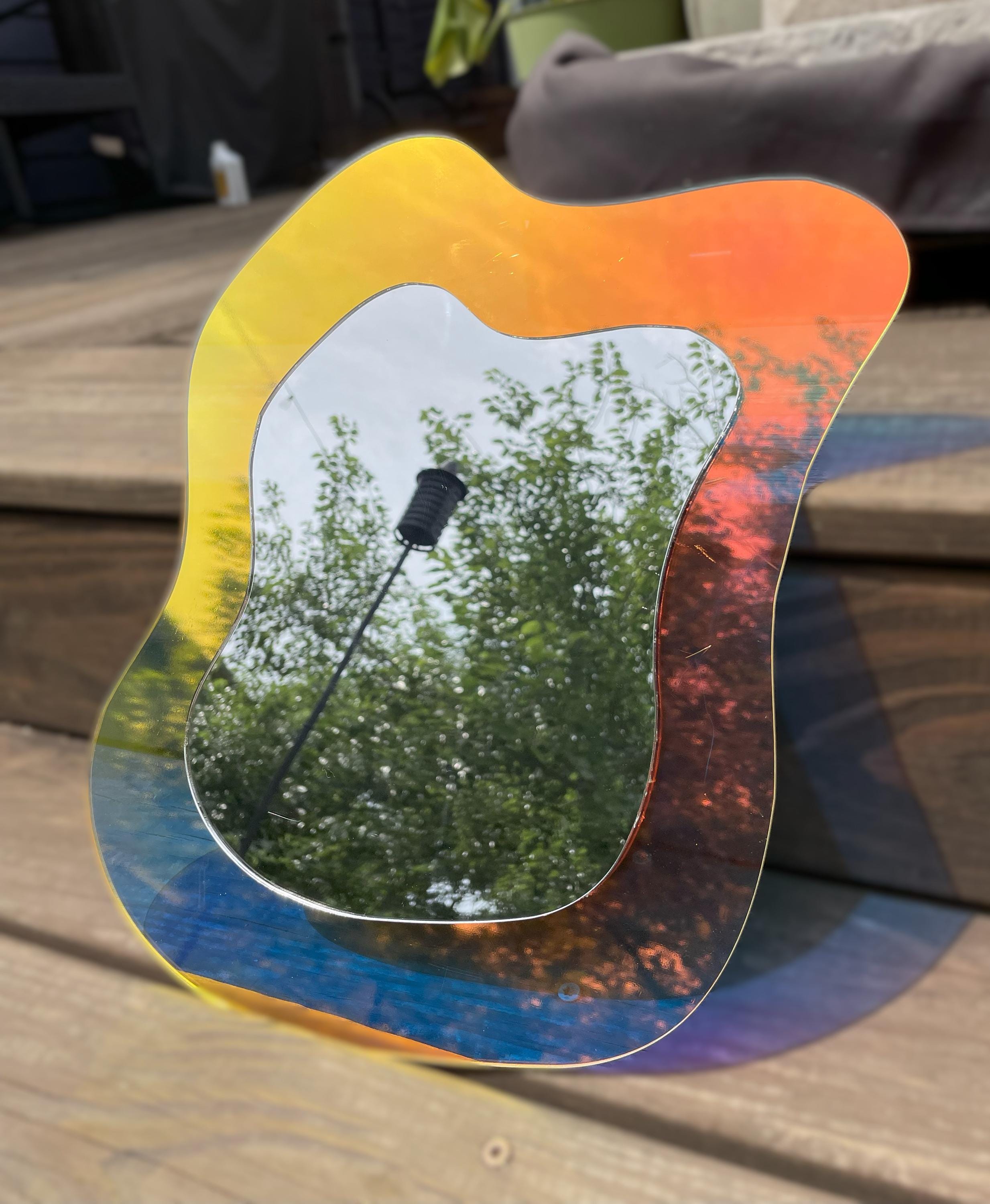 Wavy Mirror Acrylic Wall Art | Rainbow Iridescent Abstract Decor