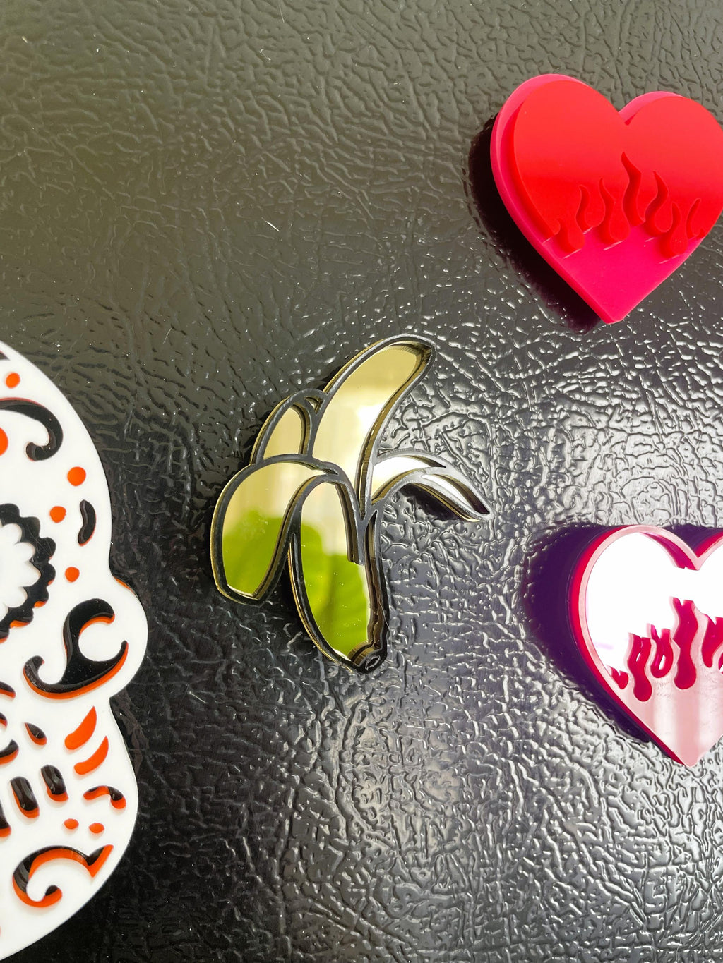 Banana Acrylic Mirror Fridge Magnet: Funky Pop Art Small Wall Hanging