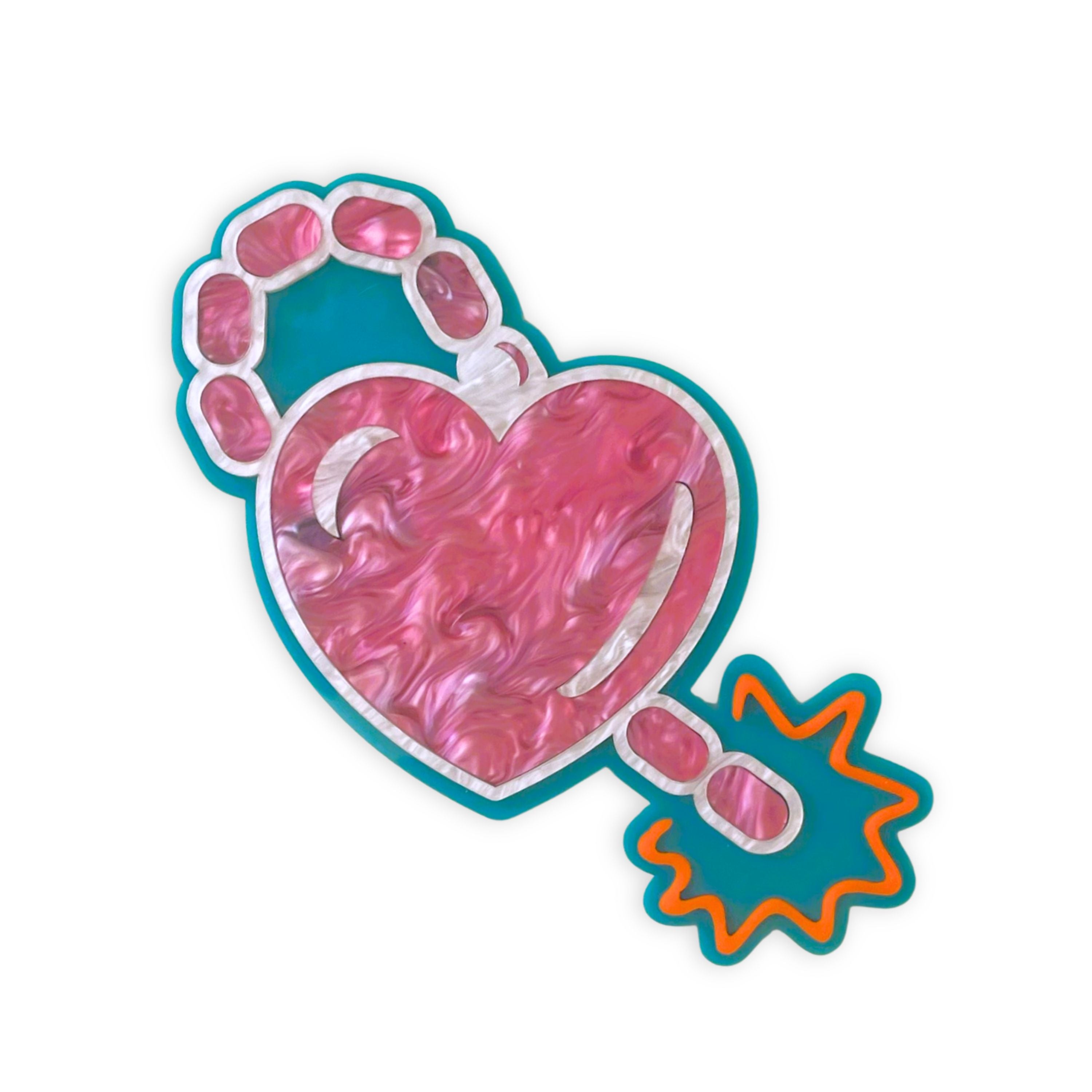 LoveBomb Wall Hanging- Teal & Pearl Pink White Acrylic Gallery Wall Art Decor