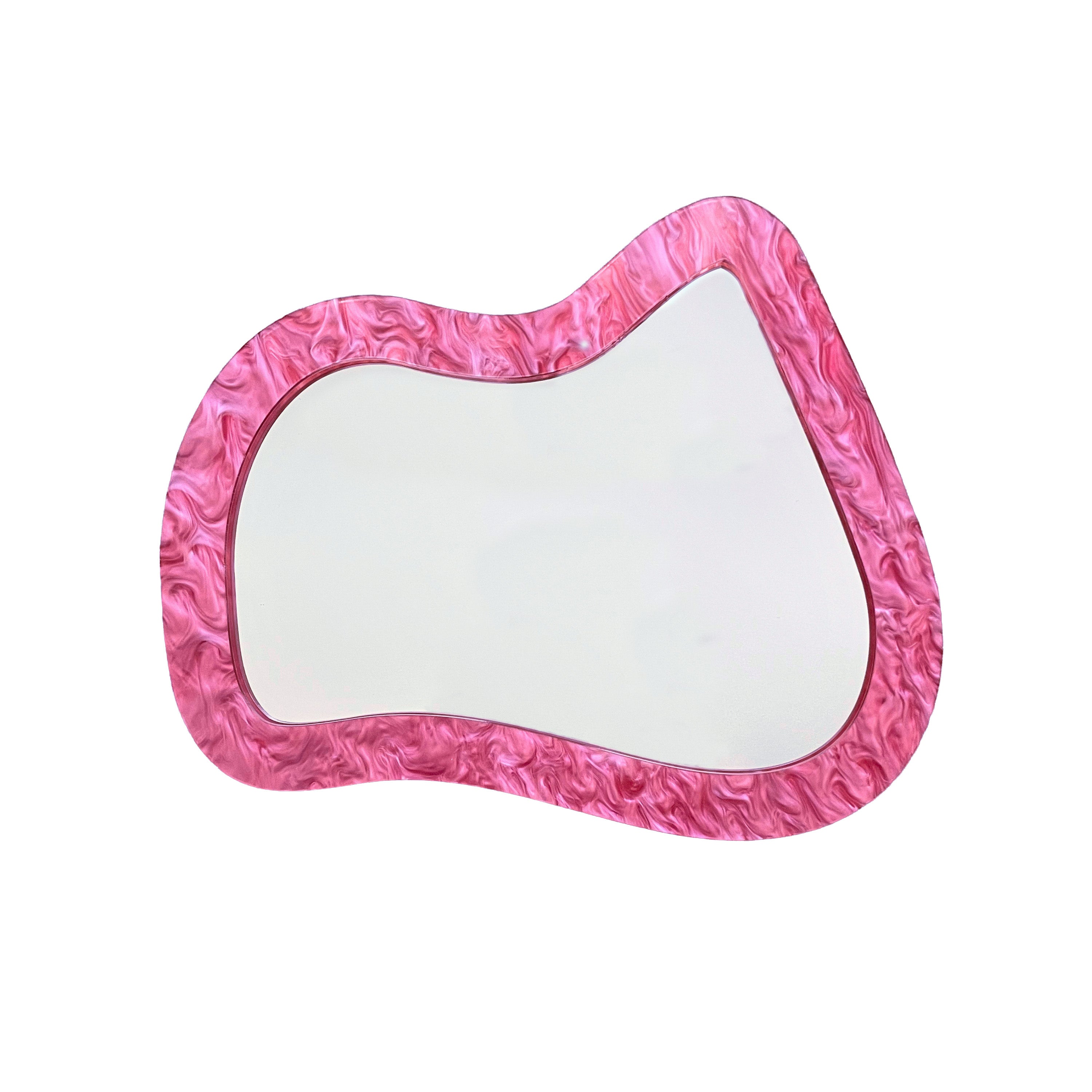Pearl Pink Dream Wave Mirror: Colorful Acrylic Gallery Wall Hanging Decor