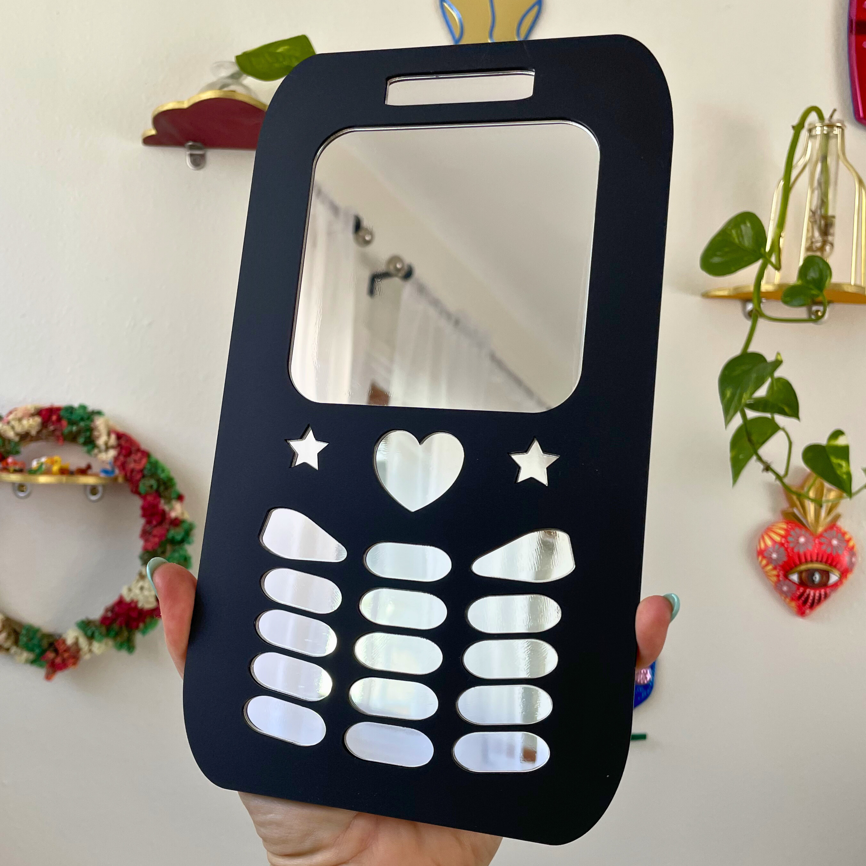 BubblePhone- Retro Phone XOXO Mirror: Y2K Colorful Acrylic Gallery Wall Hanging Decor