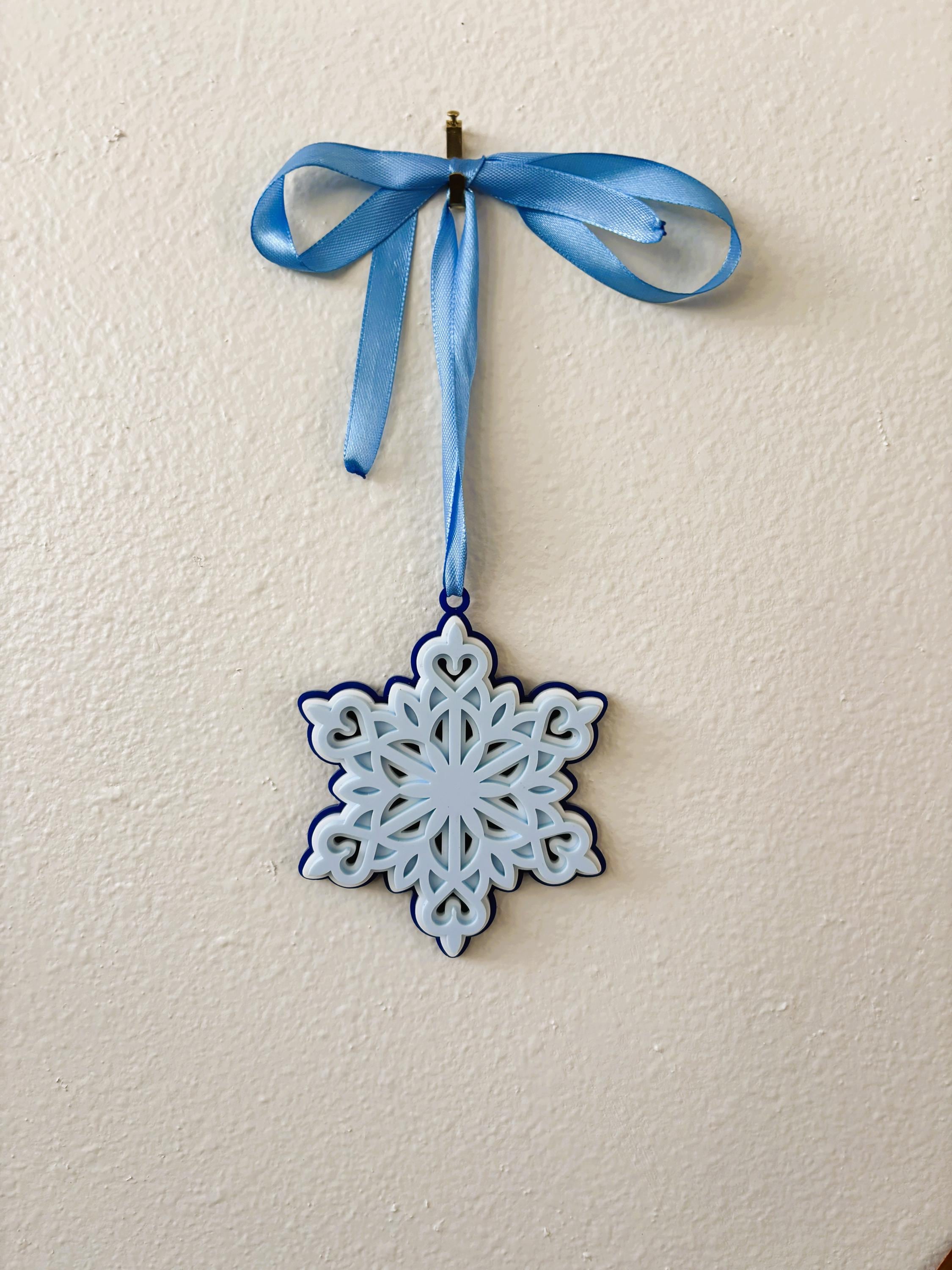Snowflake Holiday Ornament for Christmas Tree: Handmade Acrylic Gift