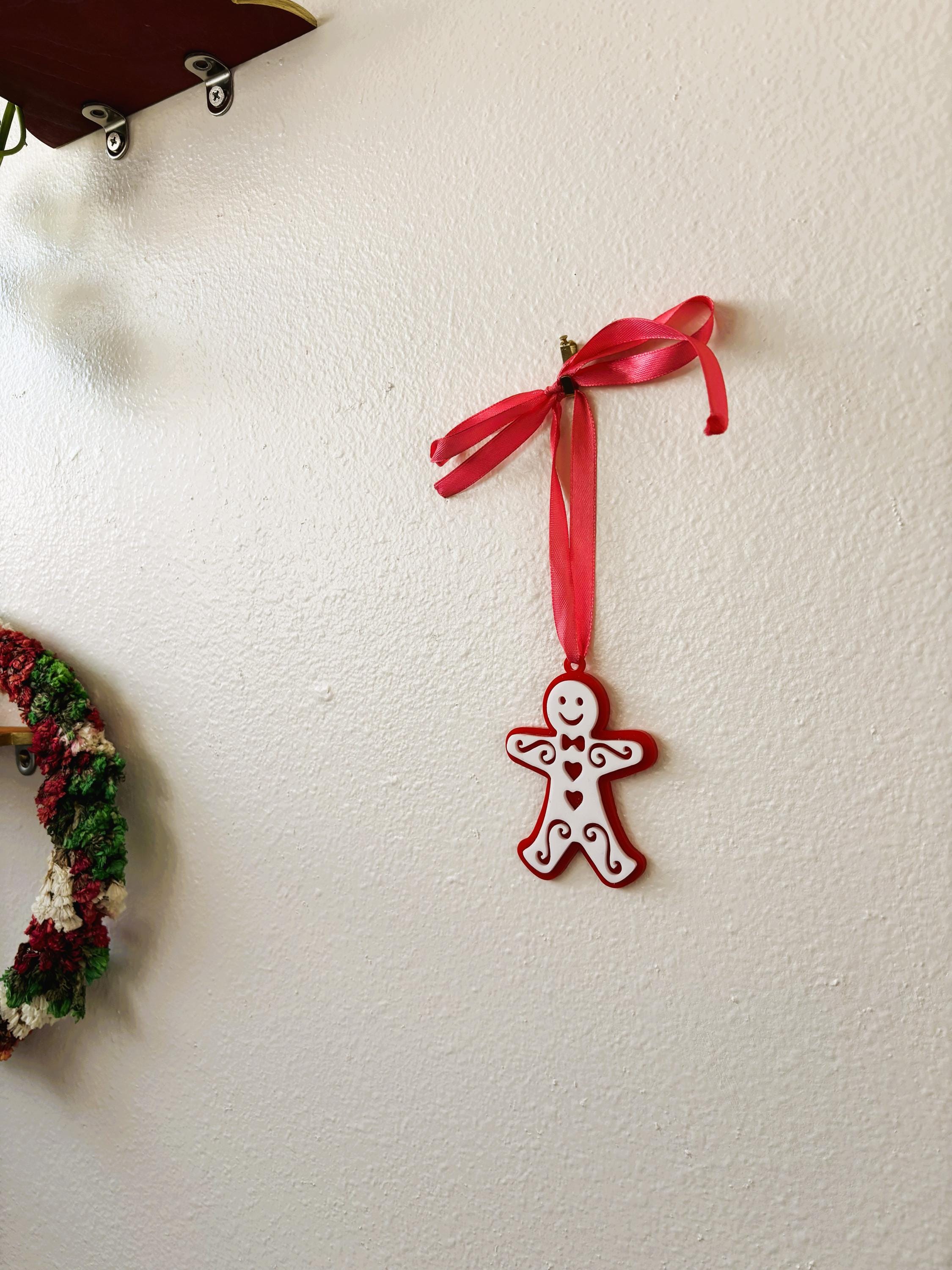 Gingerbread Man Holiday Ornament for Christmas Tree: Handmade Acrylic Gift