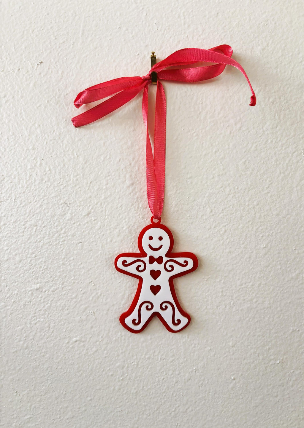 Gingerbread Man Holiday Ornament for Christmas Tree: Handmade Acrylic Gift