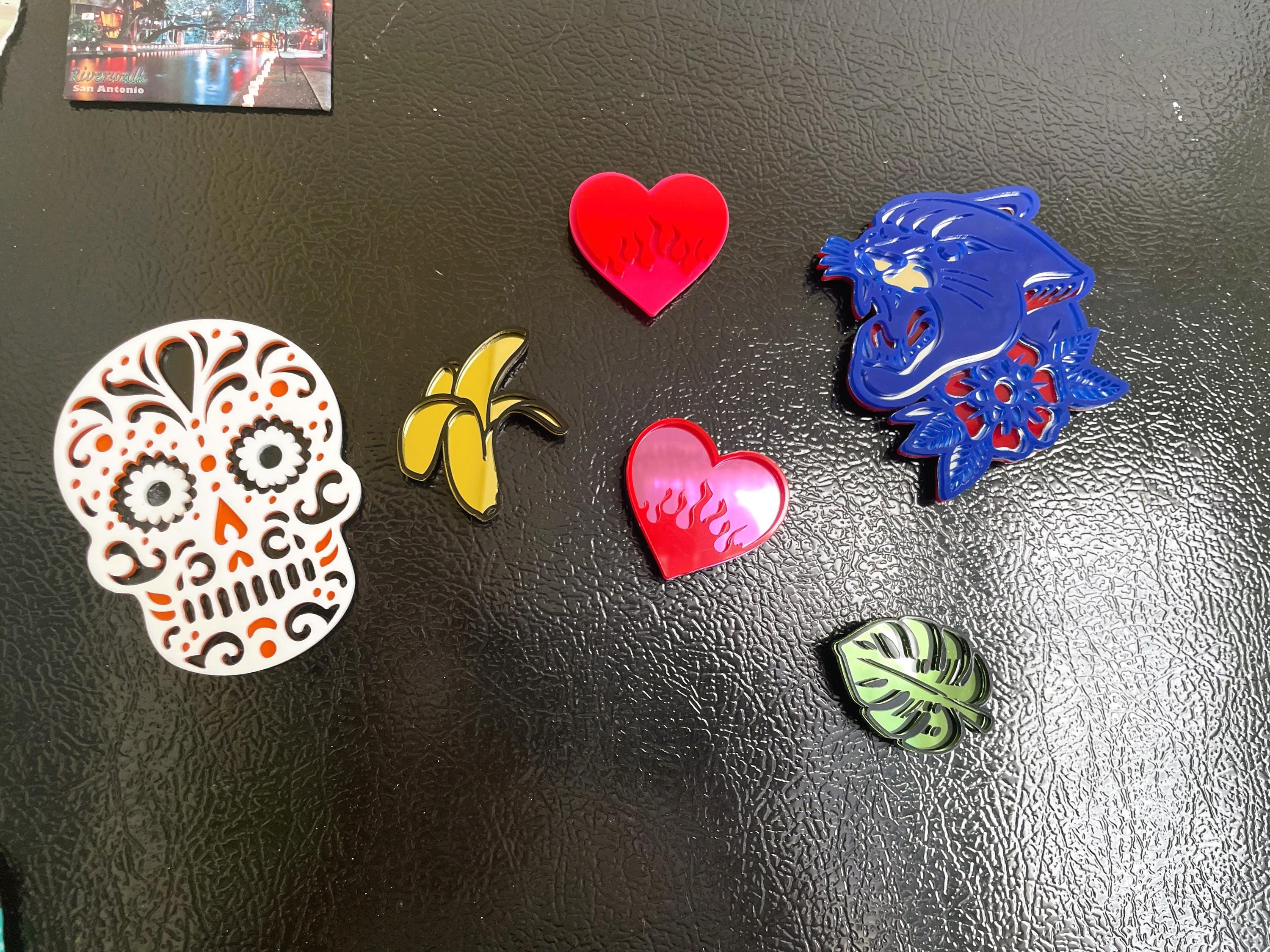 Sugar Skull Acrylic Fridge Magnet: Funky Pop Art Small Wall Hanging