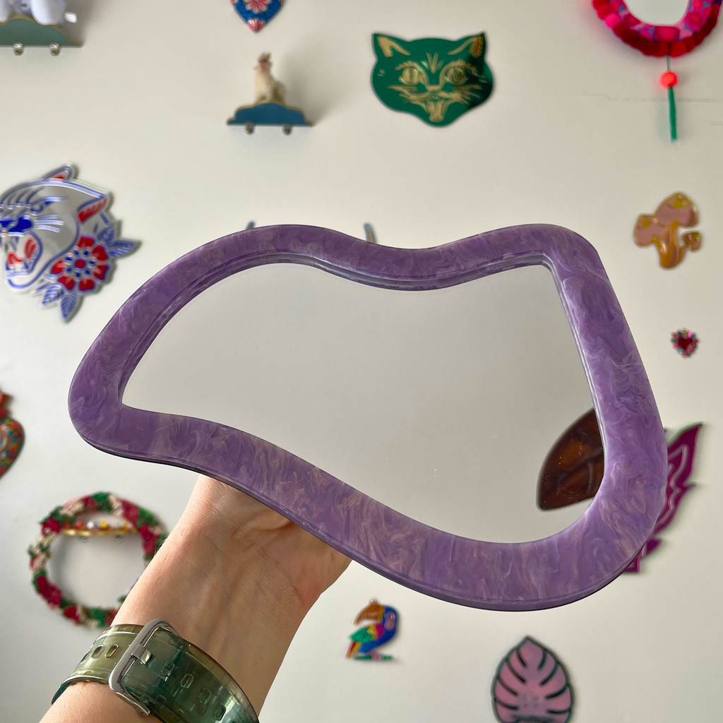 Pearl Purple Dream Wave Mirror: Colorful Acrylic Gallery Wall Hanging - by MirrorPop. Handmade acrylic art.