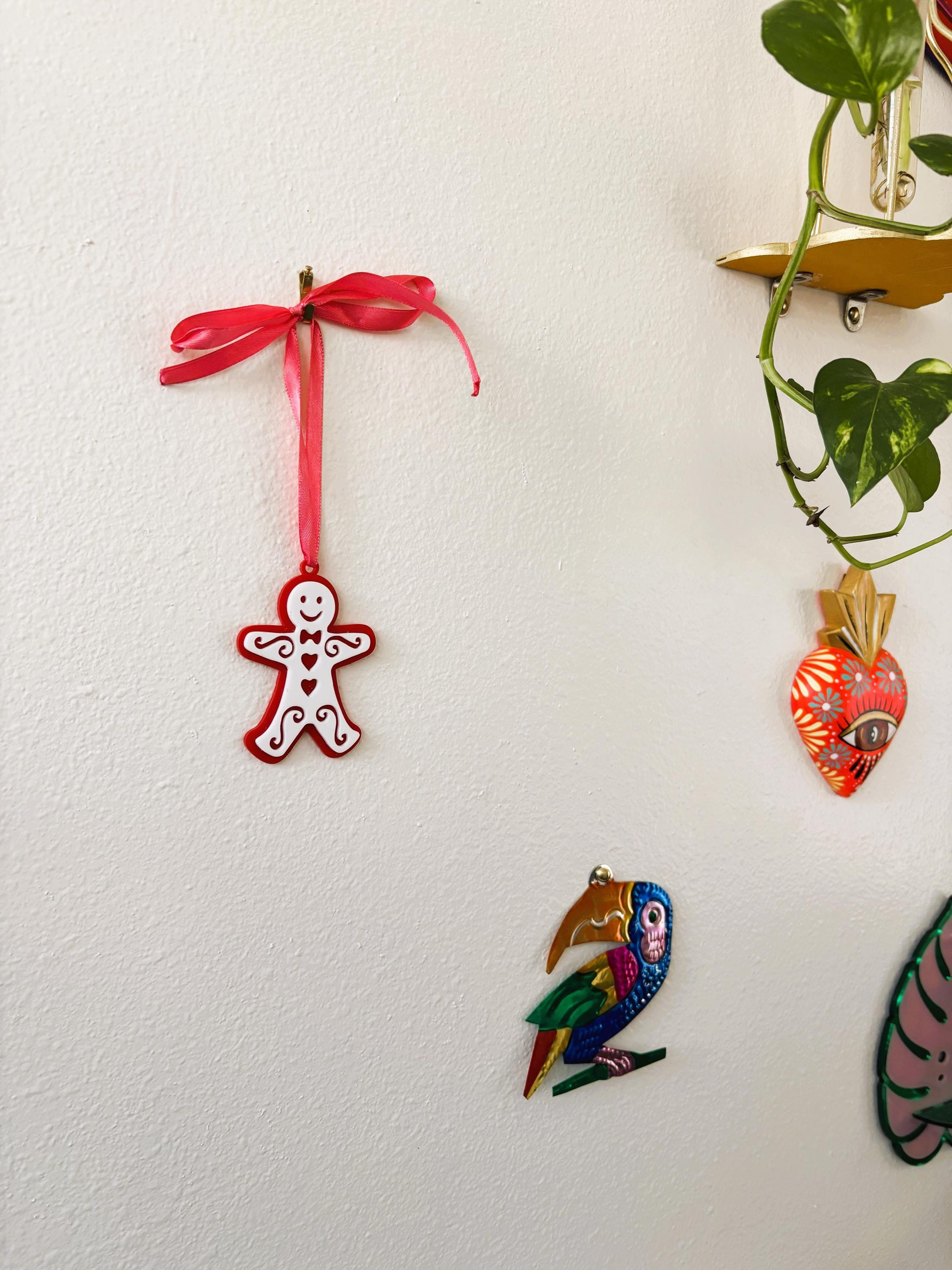 Gingerbread Man Holiday Ornament for Christmas Tree: Handmade Acrylic Gift