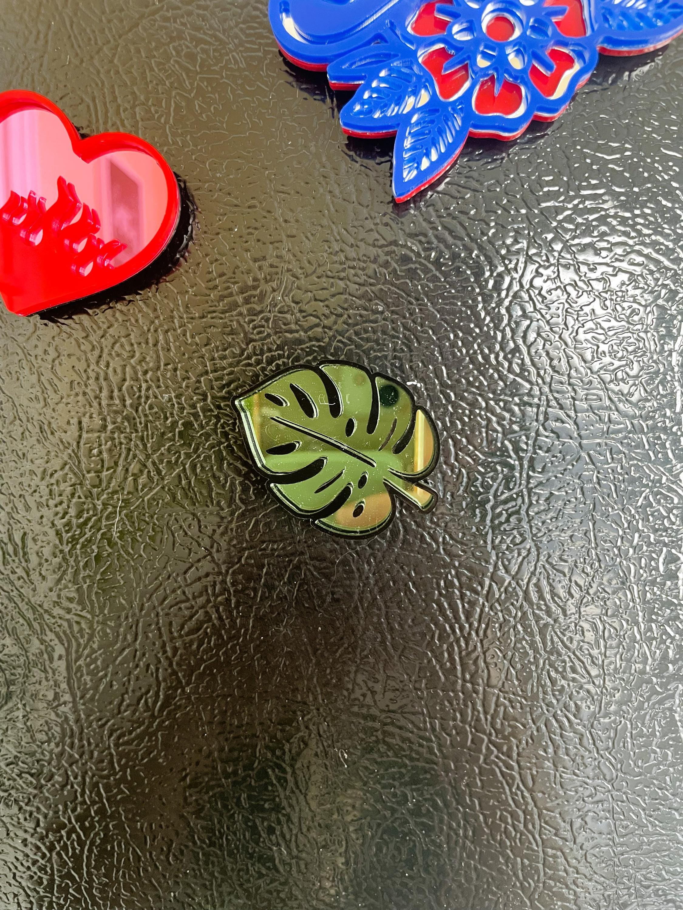 Monstera Acrylic Mirror Fridge Magnet: Funky Pop Art Small Wall Hanging