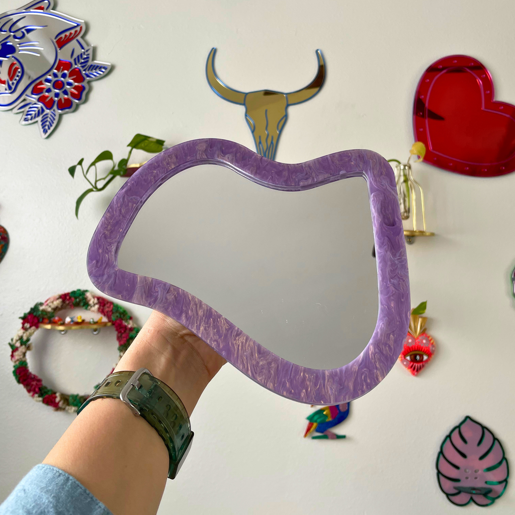Pearl Purple Dream Wave Mirror: Colorful Acrylic Gallery Wall Hanging - by MirrorPop. Handmade acrylic art.