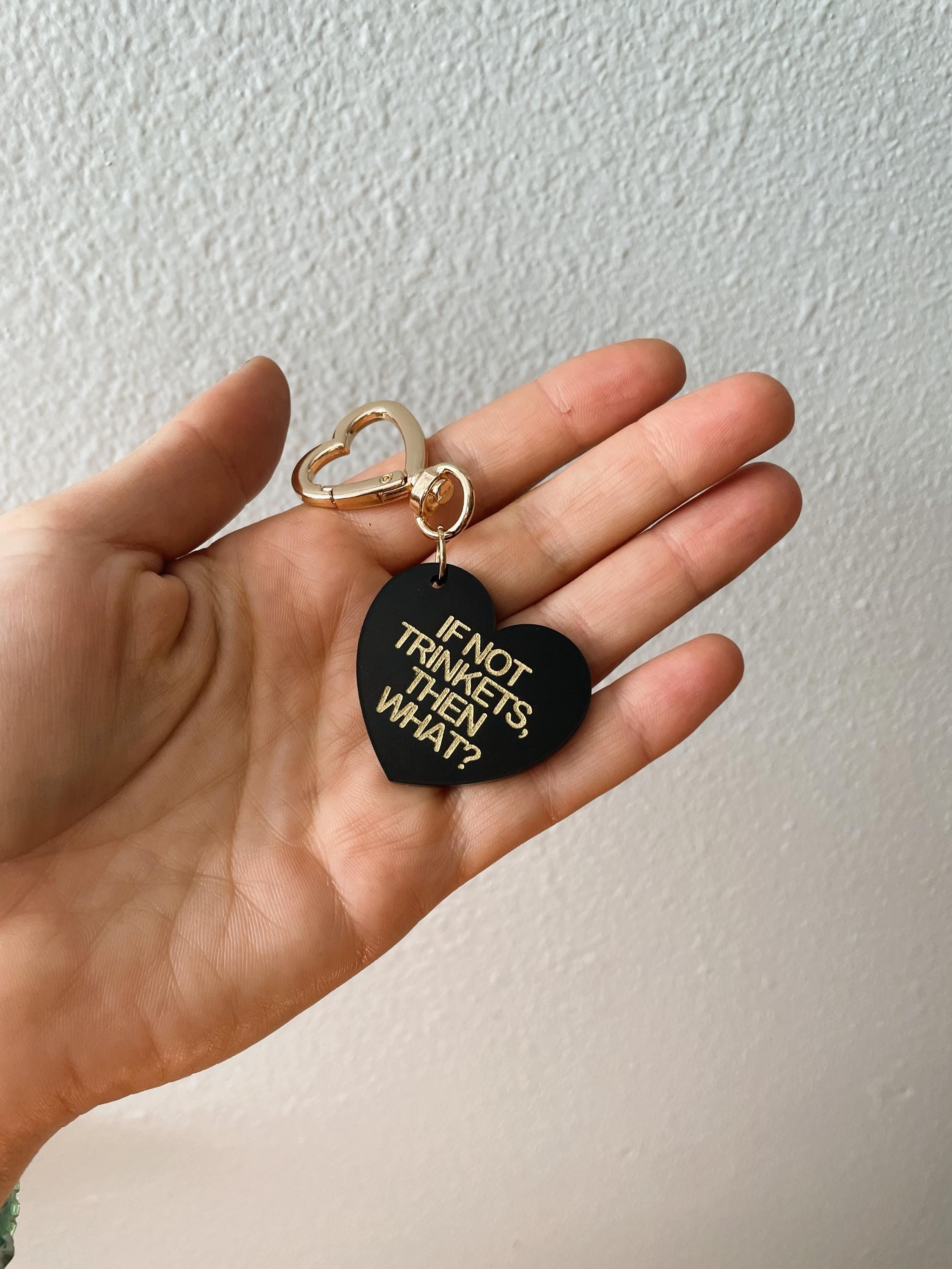 Emotional Support Trinket Therapy Bag Charm Key Chain | Handmade Heart Black Acrylic