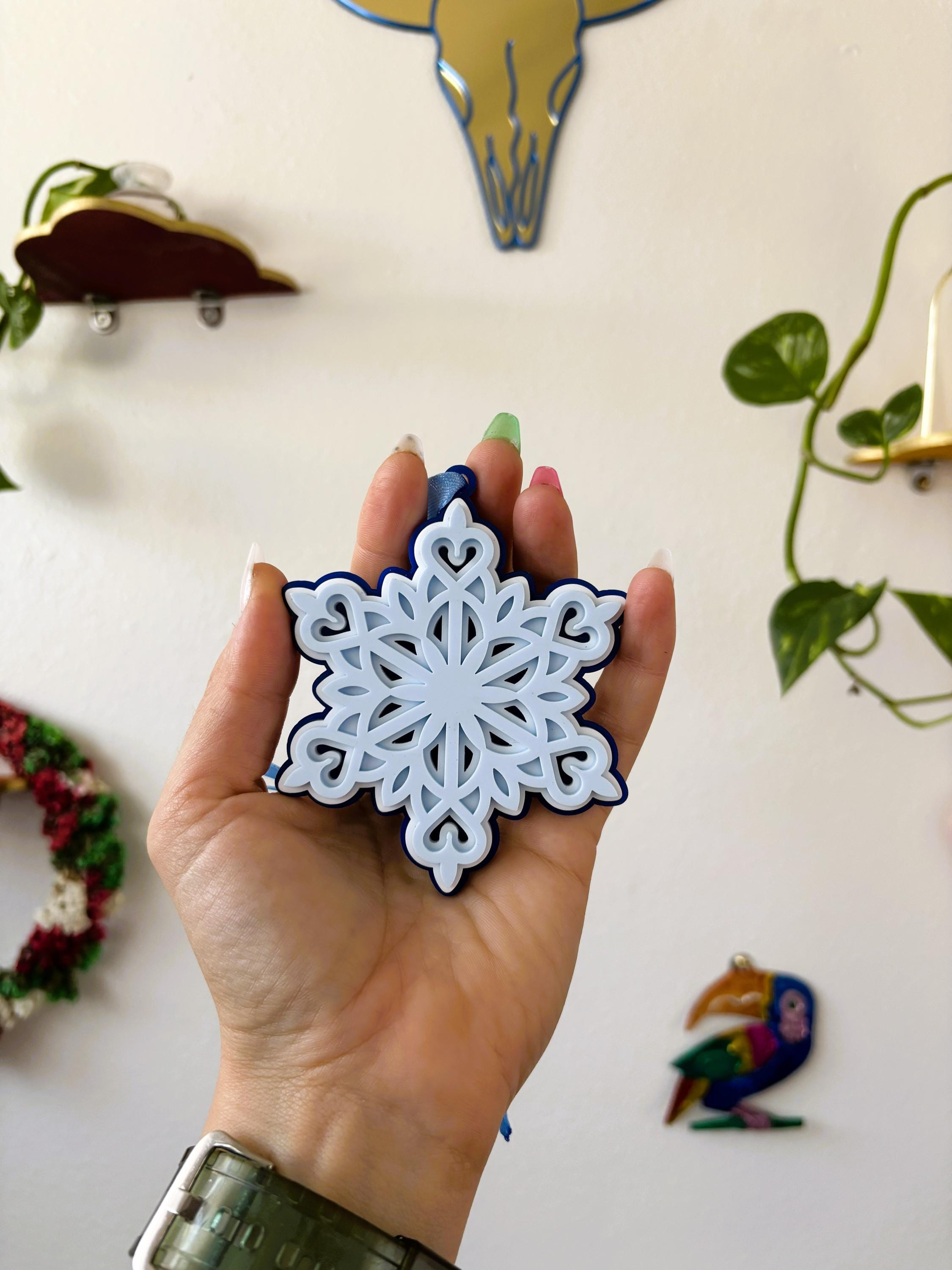 Snowflake Holiday Ornament for Christmas Tree: Handmade Acrylic Gift