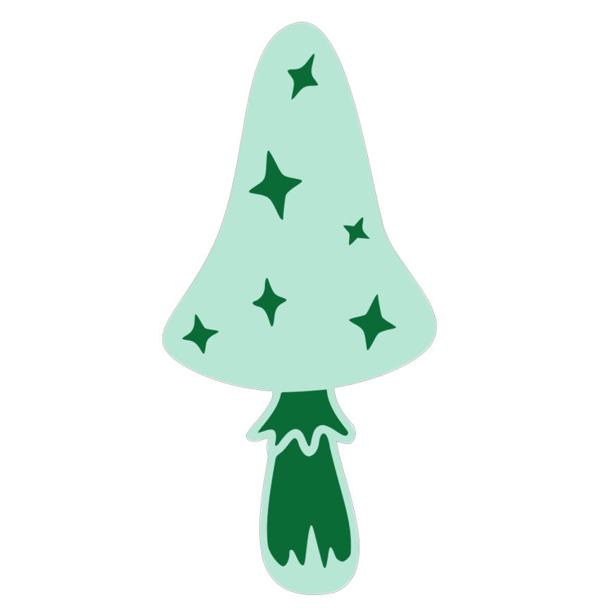 Light blue ice cream with green stars on a white background