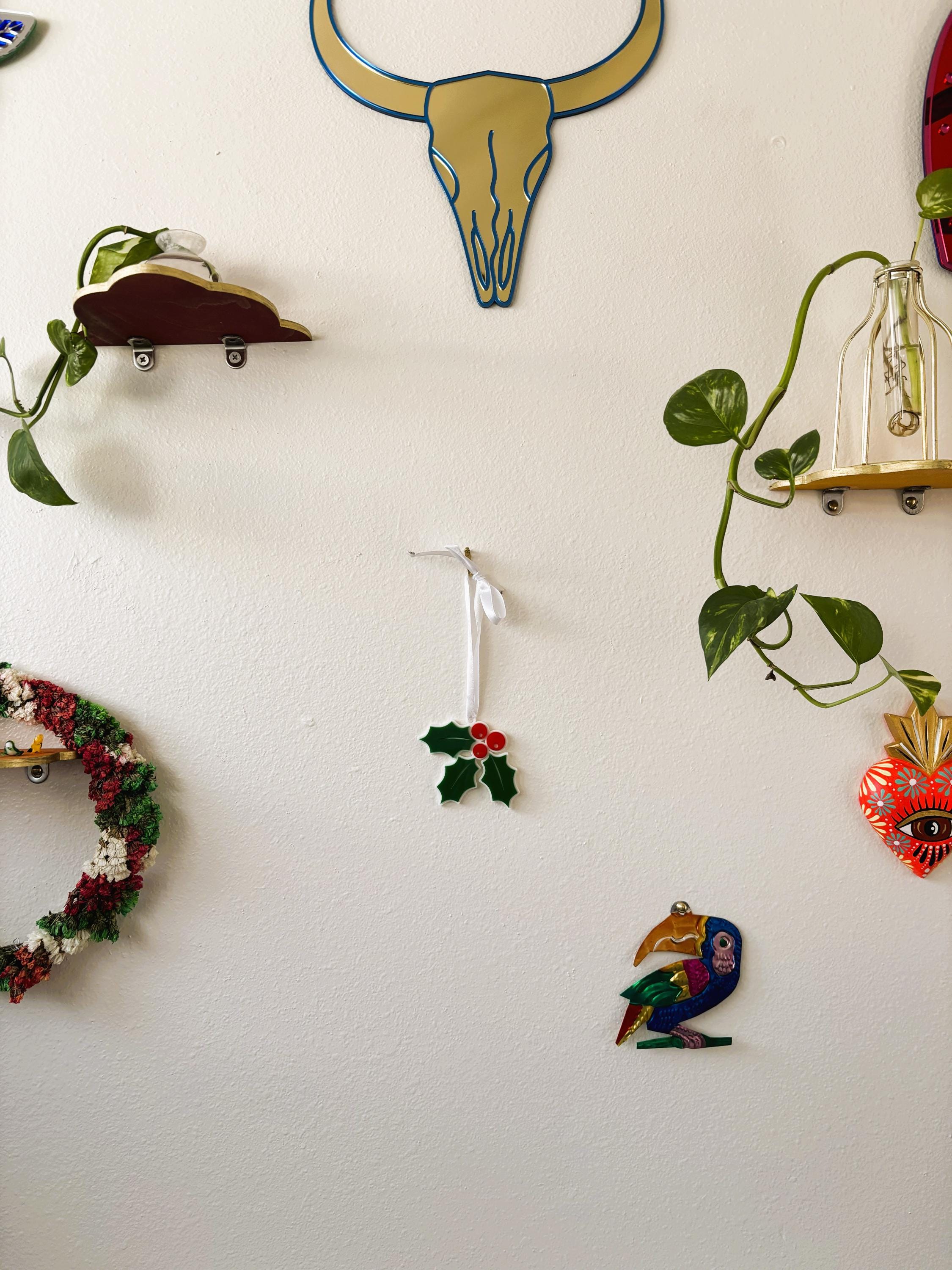 Mistletoe Holiday Ornament for Christmas Tree: Handmade Acrylic Gift