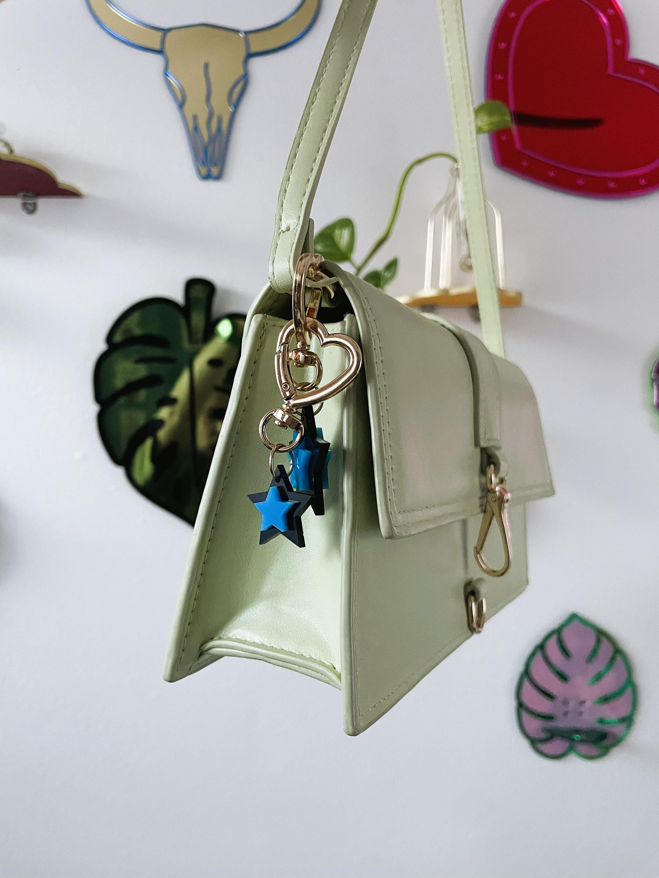 Star Trinket Bag Charm Key Chain | Handmade Heart Blue Black Acrylic