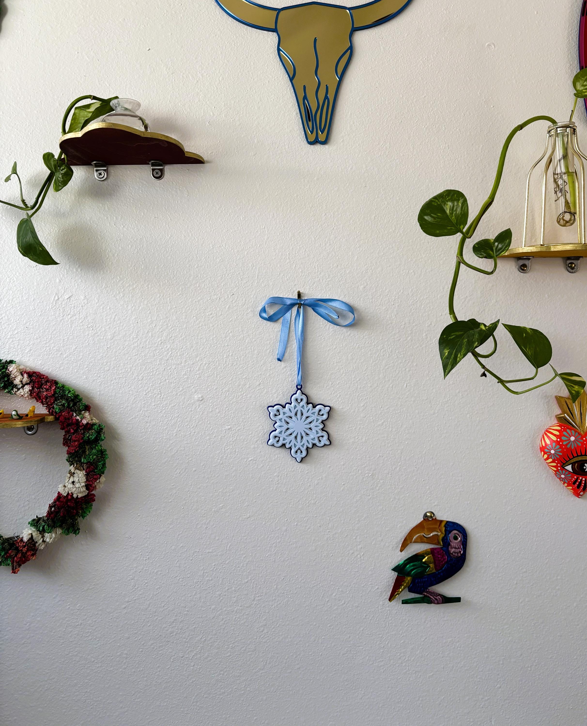 Snowflake Holiday Ornament for Christmas Tree: Handmade Acrylic Gift