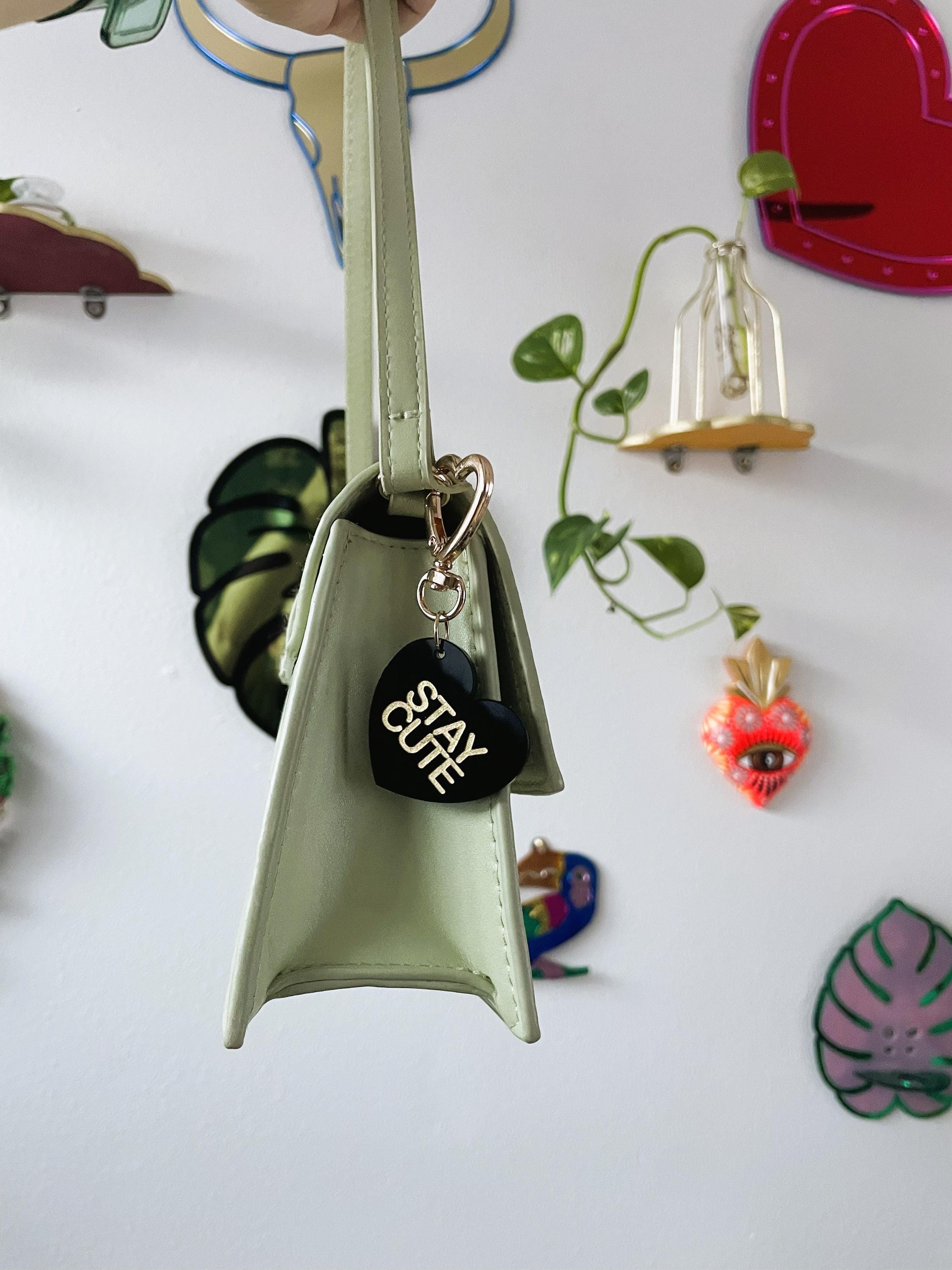 Too Sweet 4 You Trinket Bag Charm Key Chain | Handmade Heart Black Acrylic