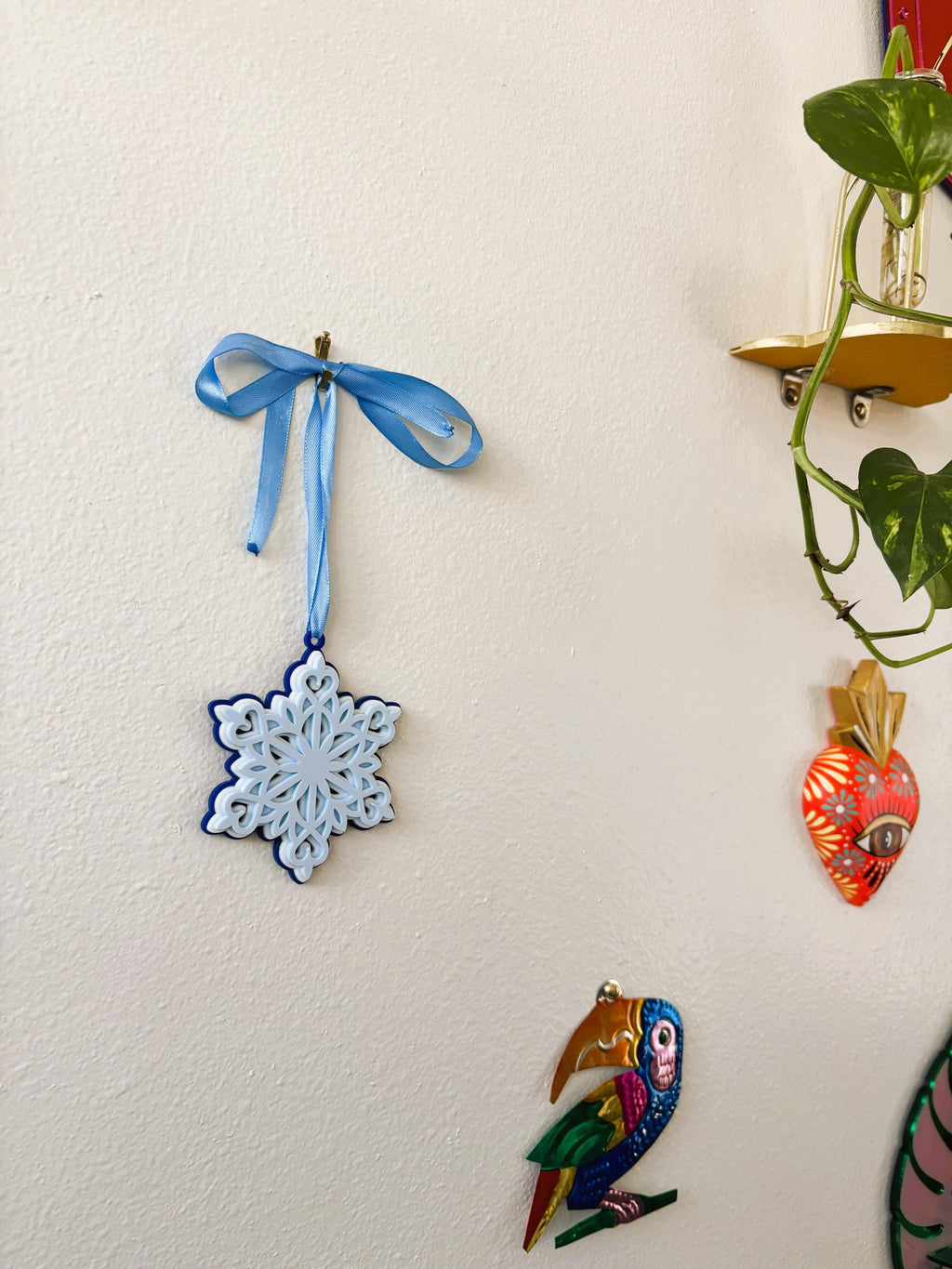 Snowflake Holiday Ornament for Christmas Tree: Handmade Acrylic Gift