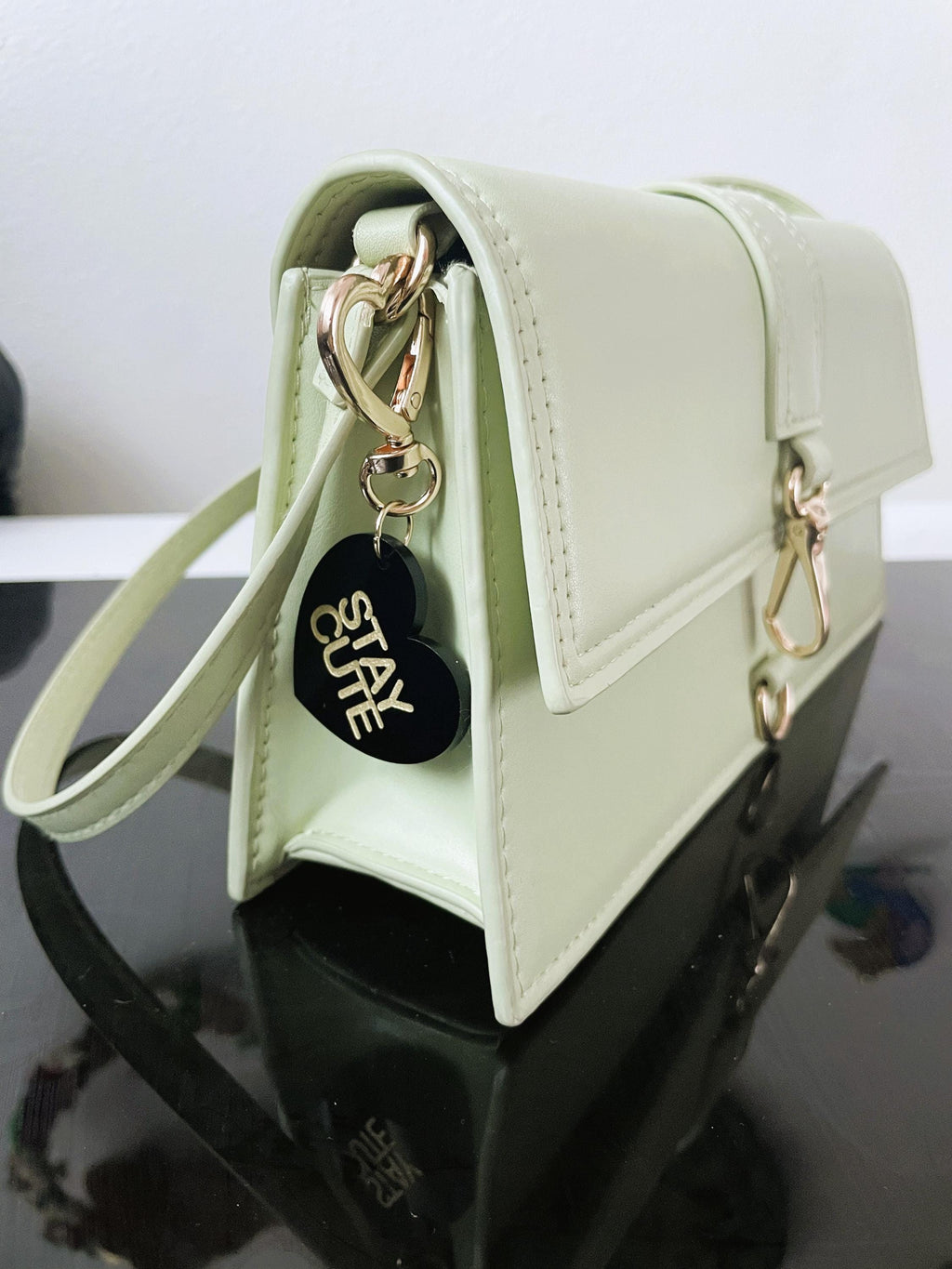 Emotional Support Trinket Therapy Bag Charm Key Chain | Handmade Heart Black Acrylic