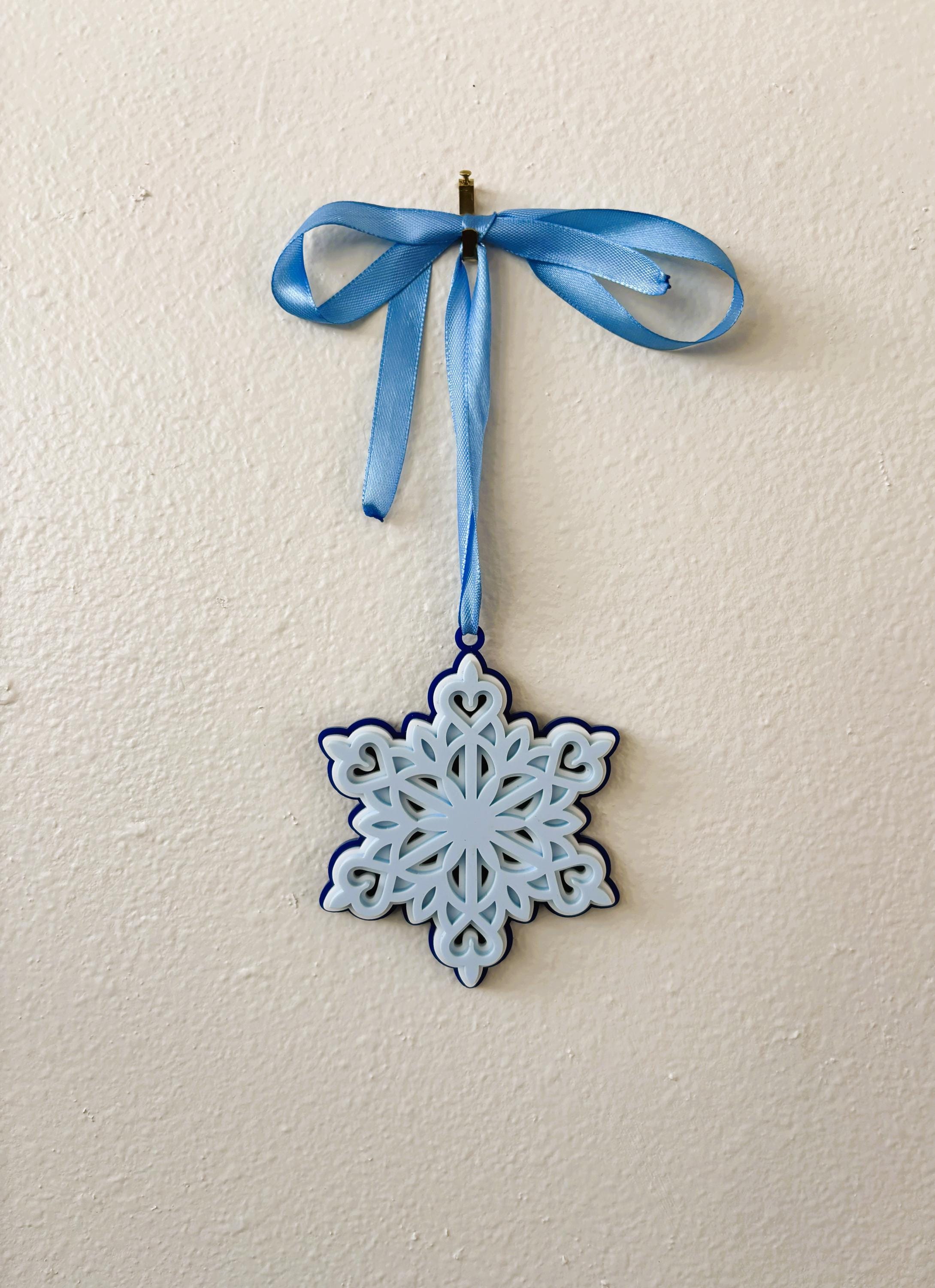 Snowflake Holiday Ornament for Christmas Tree: Handmade Acrylic Gift