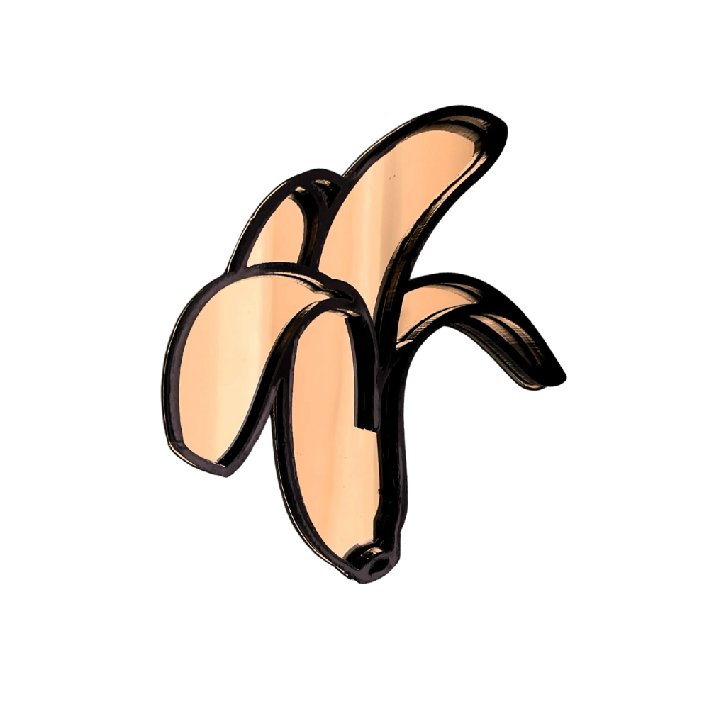 Banana Acrylic Mirror Fridge Magnet: Funky Pop Art Small Wall Hanging