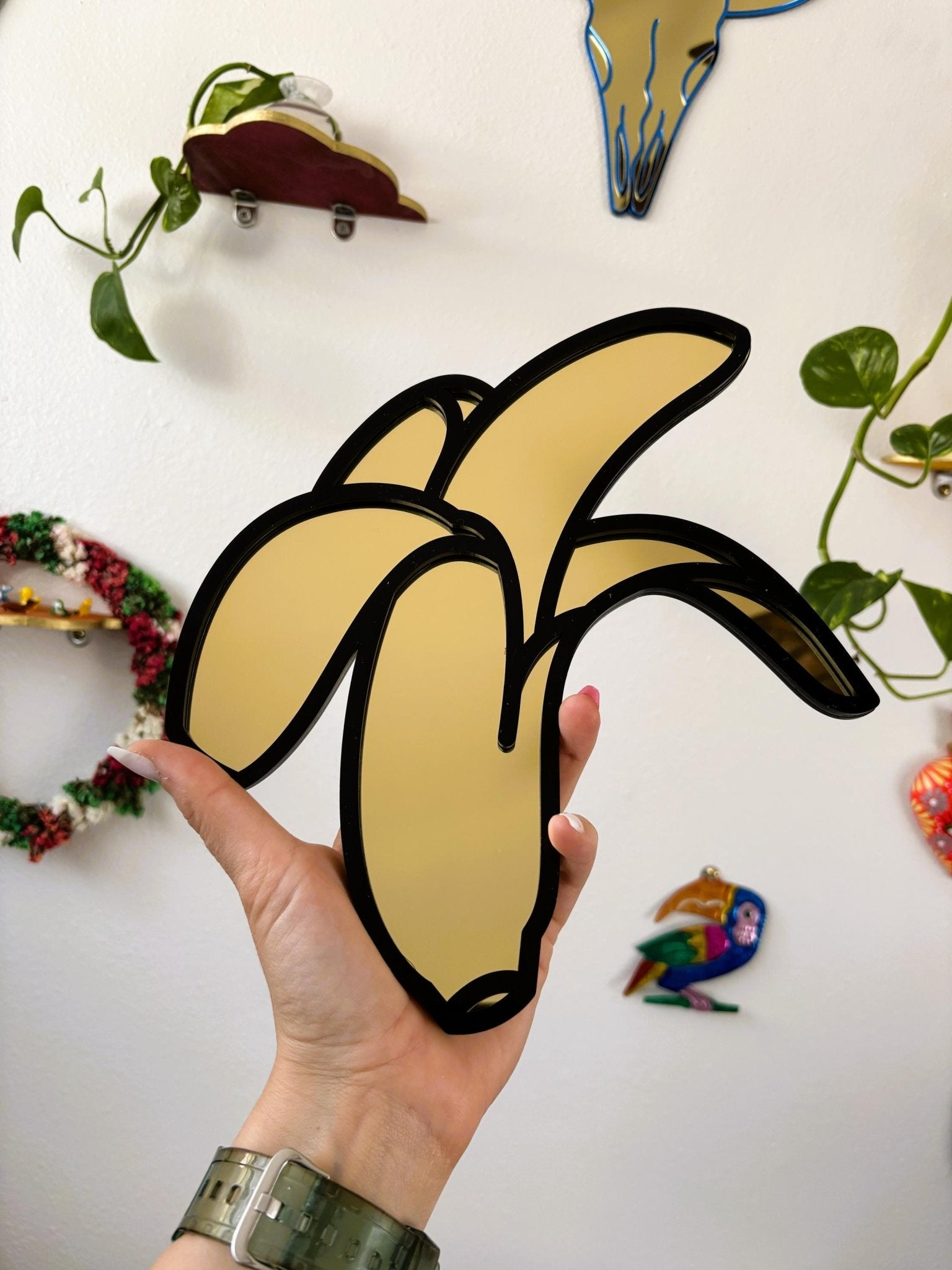 BananaPop Mirror - Funky Acrylic Mirror - by MirrorPop. Handmade acrylic art.
