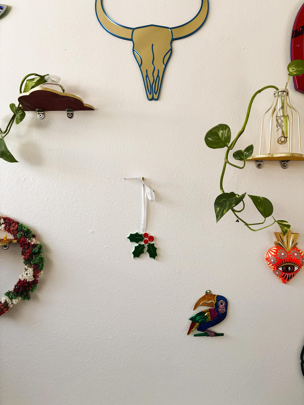 Mistletoe Holiday Ornament for Christmas Tree: Handmade Acrylic Gift