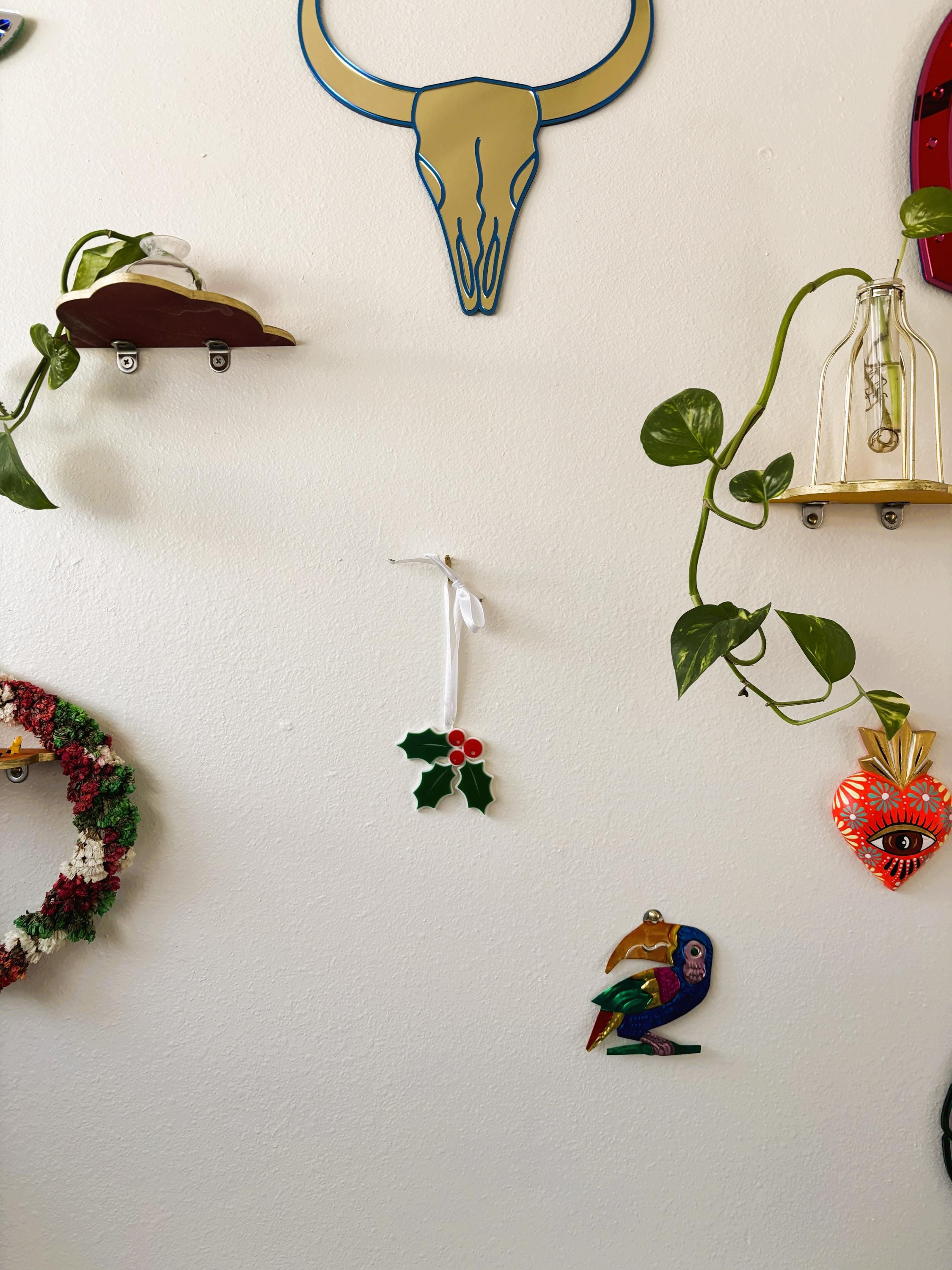 Mistletoe Holiday Ornament for Christmas Tree: Handmade Acrylic Gift