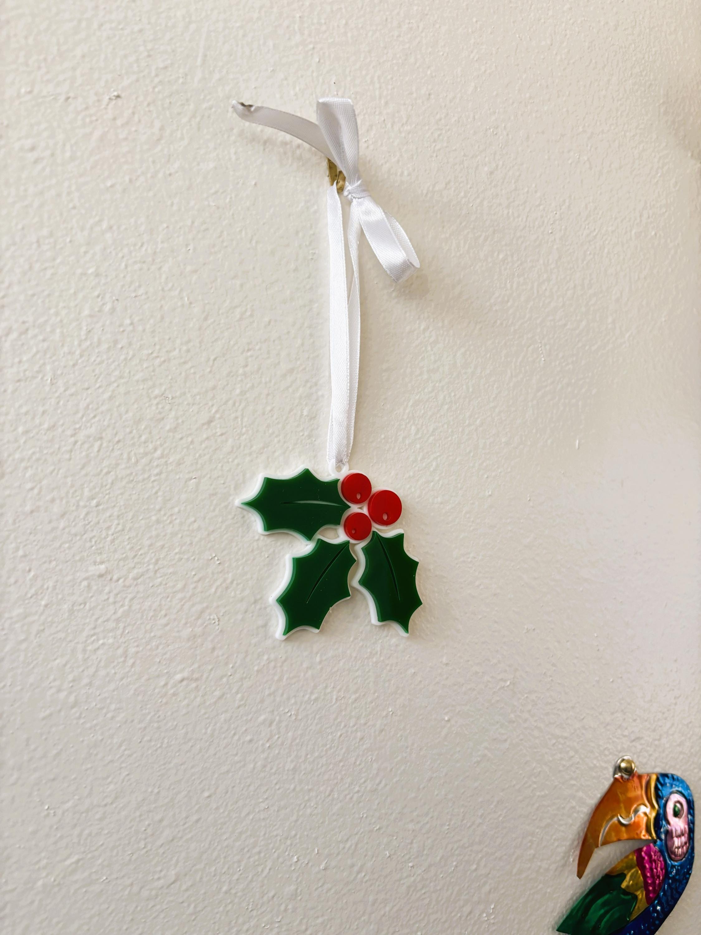 Mistletoe Holiday Ornament for Christmas Tree: Handmade Acrylic Gift