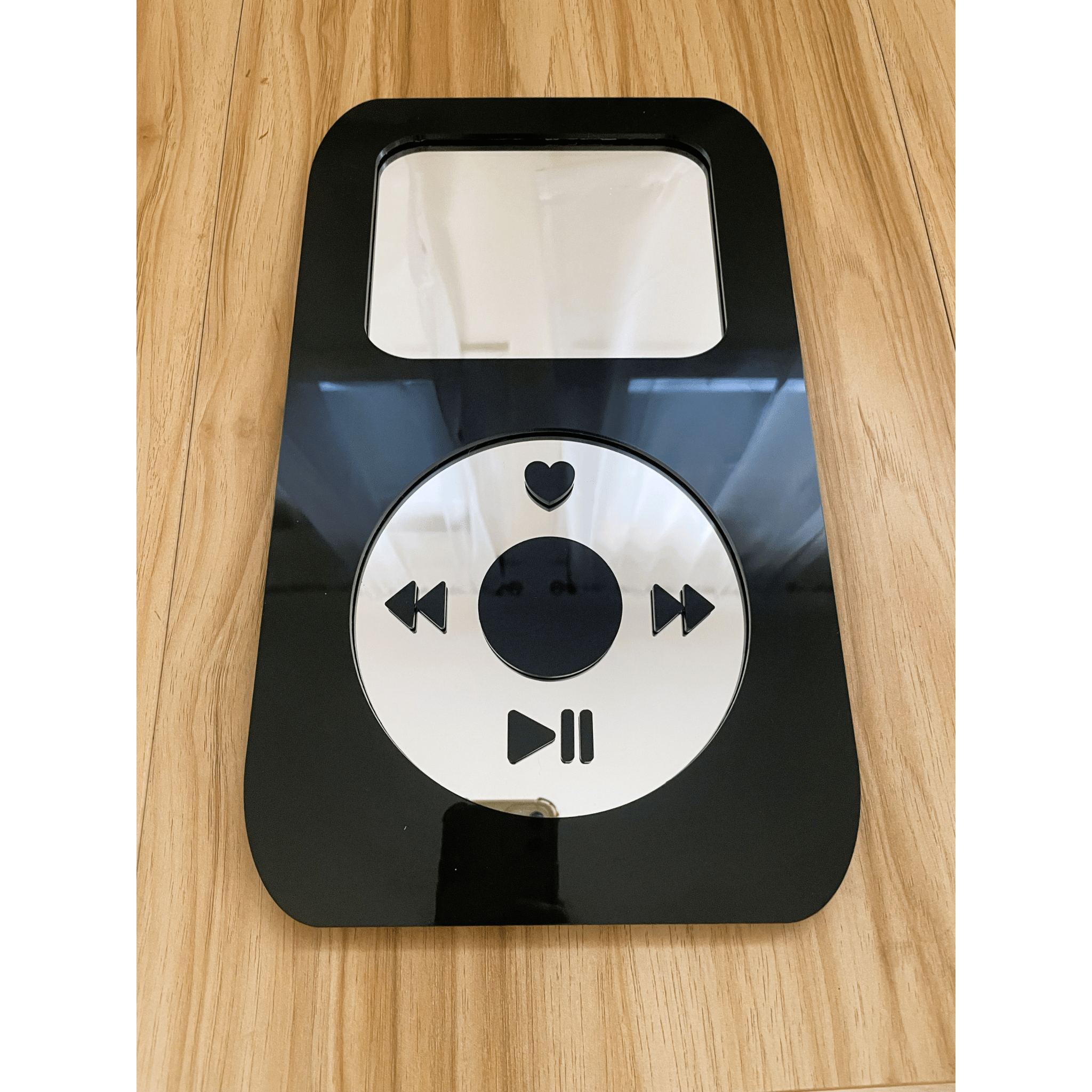 BubbleBeat - MP3 Player Mirror: Y2K Hot Pink Wall Hanging - by MirrorPop. Handmade acrylic art.