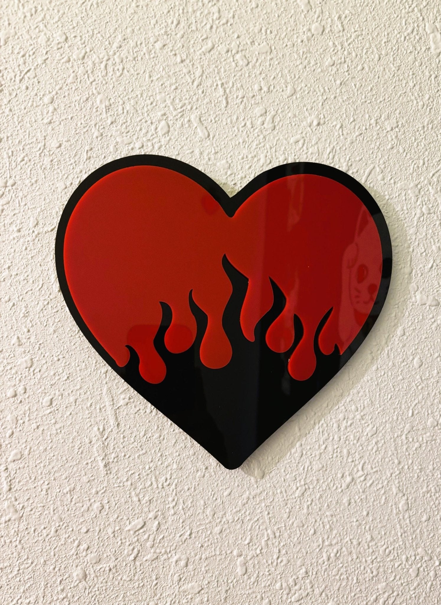 BurningLove Mirror - Heart Flame Acrylic Mirror, Funky Pop Art Wall Decor, Handmade - by MirrorPop. Handmade acrylic art.