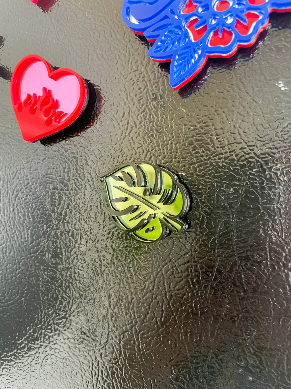 Monstera Acrylic Mirror Fridge Magnet: Funky Pop Art Small Wall Hanging