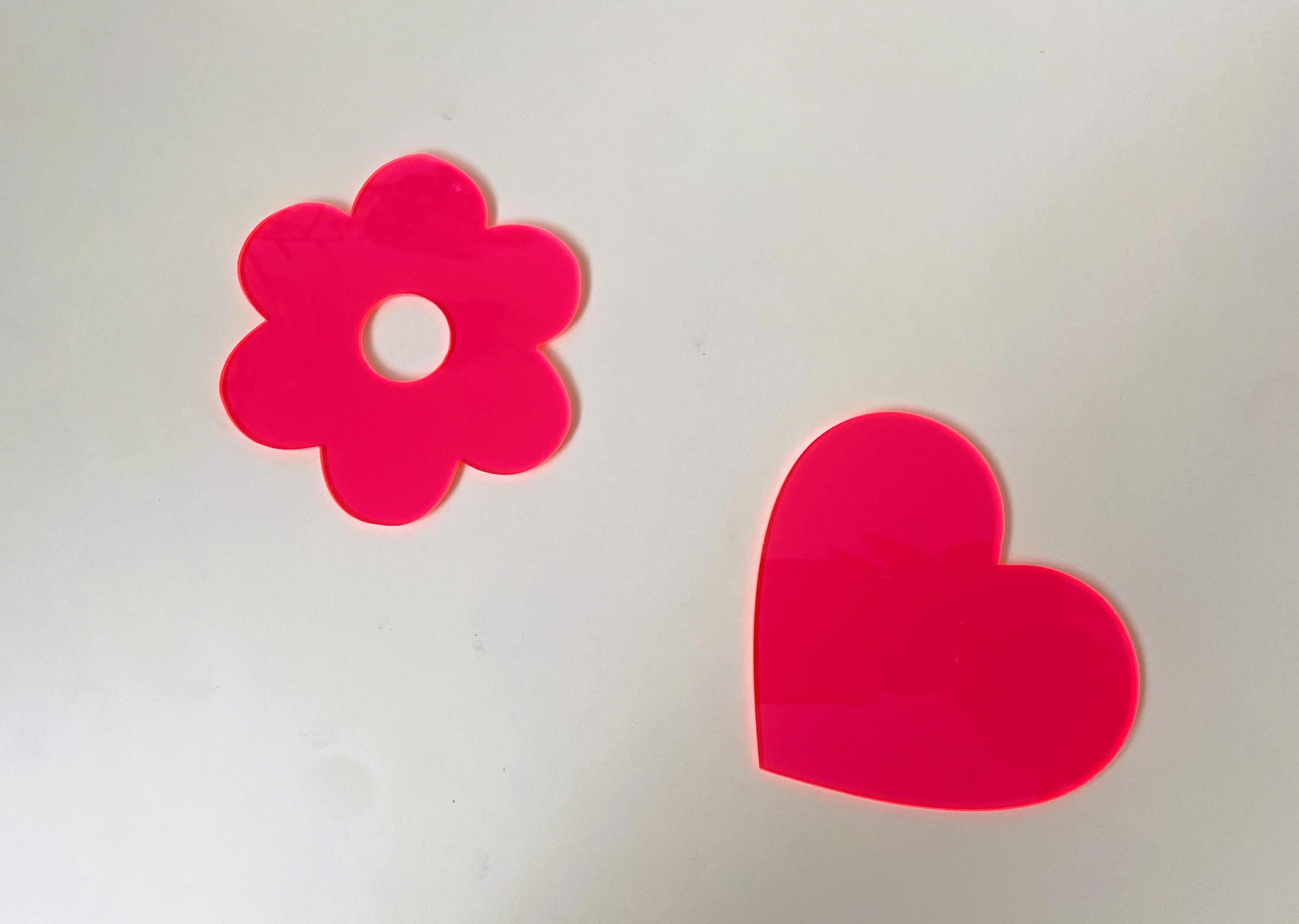 Neon Fluorescent Retro Coasters – Funky Heart, Star, Cloud, Flower Shapes – Colorful Drinkware Bar Decor