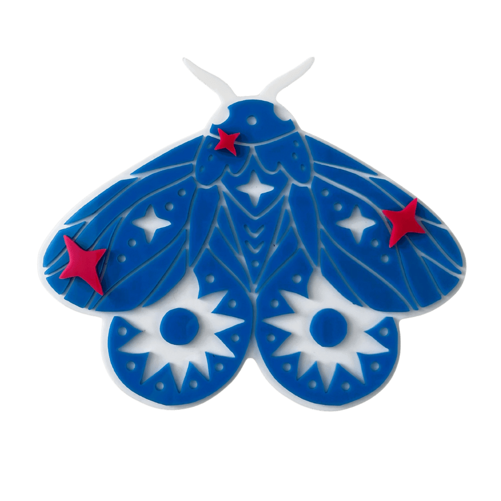 DreamMoth - Moth with Stars Wall Art: Celestial Witchy Wall Hanging Decor - by MirrorPop. Handmade acrylic art.