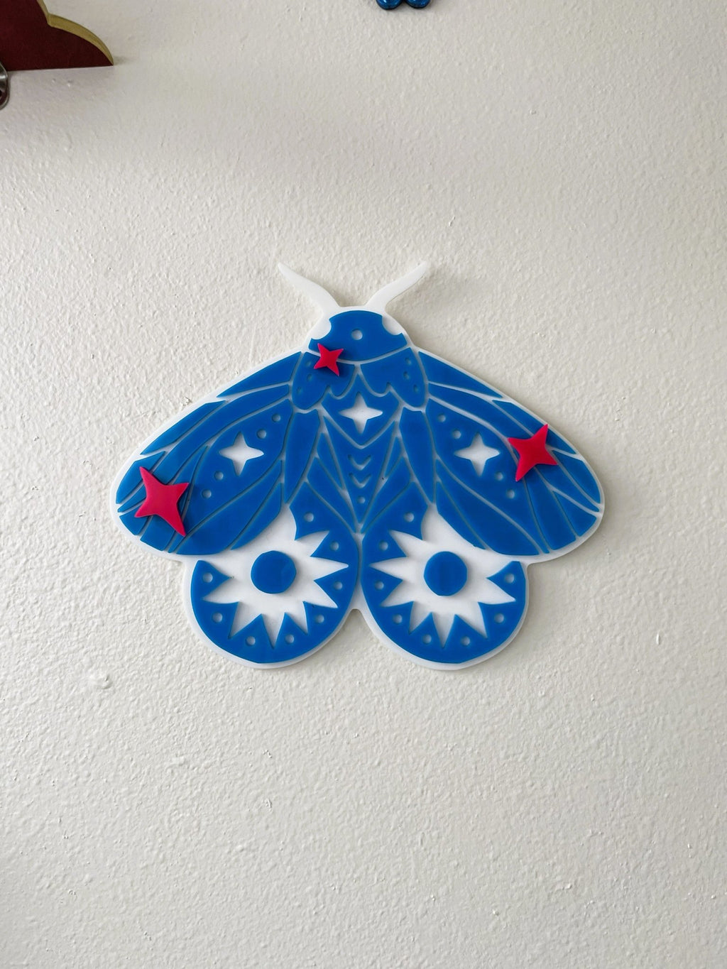 DreamMoth - Moth with Stars Wall Art: Celestial Witchy Wall Hanging Decor - by MirrorPop. Handmade acrylic art.