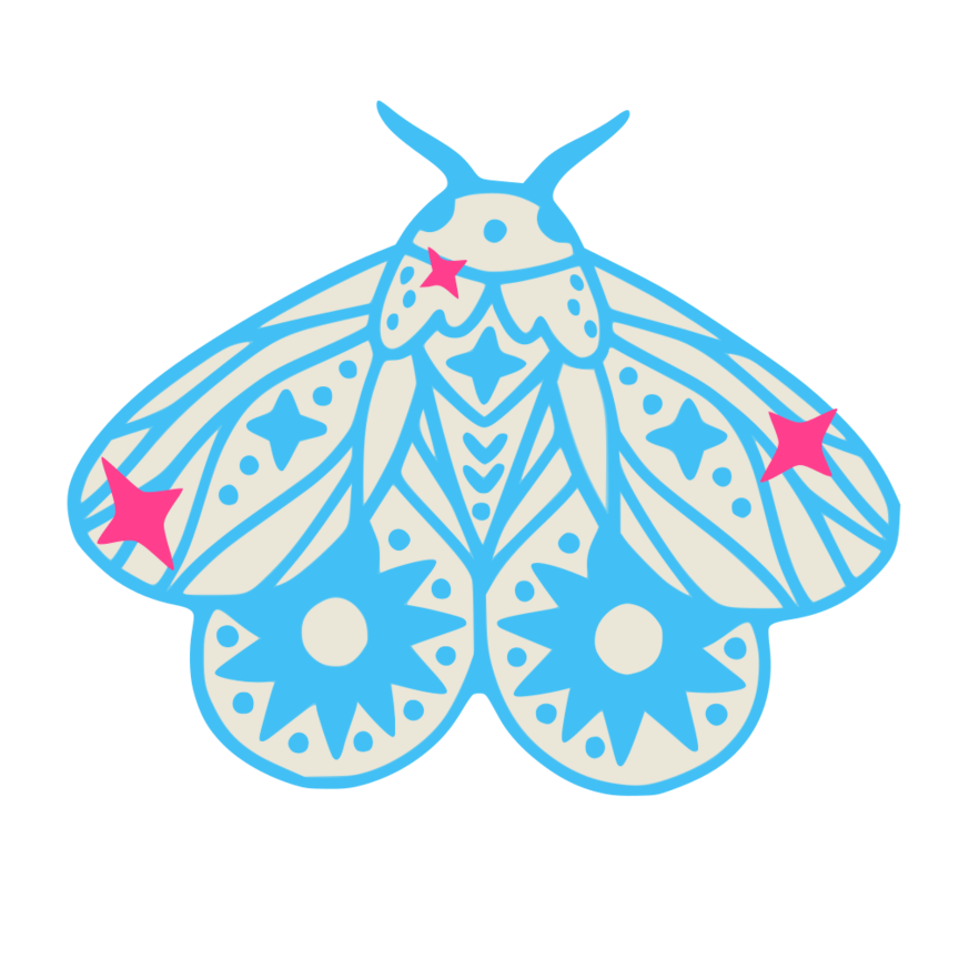 DreamMoth - Moth with Stars Wall Art: Celestial Witchy Wall Hanging Decor - by MirrorPop. Handmade acrylic art.