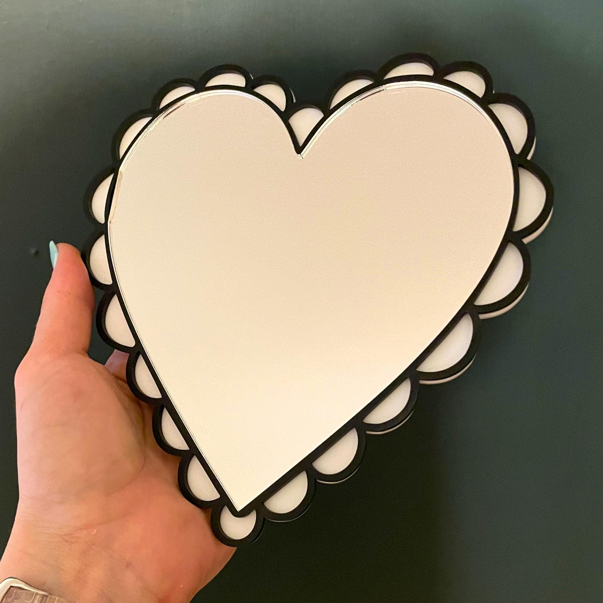 Coquette Heart Mirror - by MirrorPop. Handmade acrylic art.