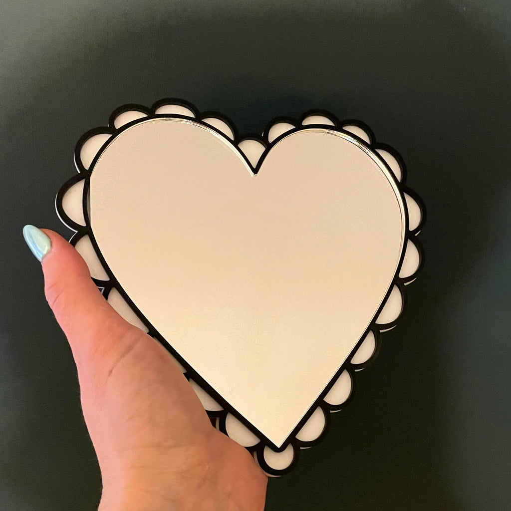 Coquette Heart Mirror - by MirrorPop. Handmade acrylic art.