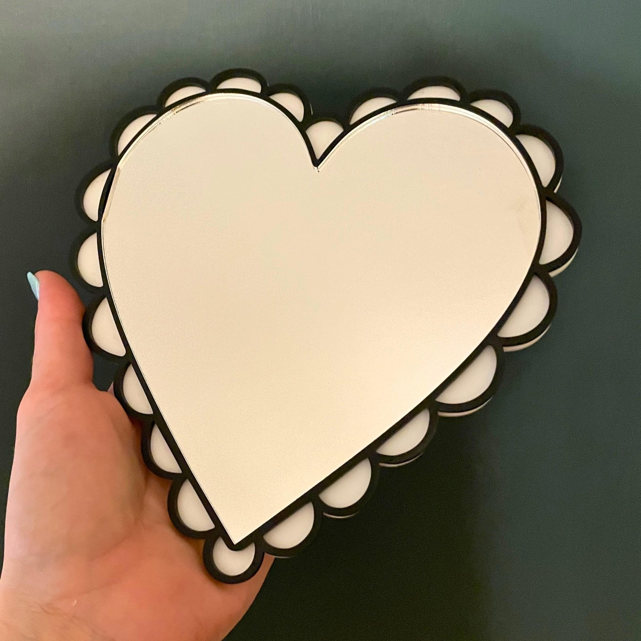 Coquette Heart Mirror - by MirrorPop. Handmade acrylic art.