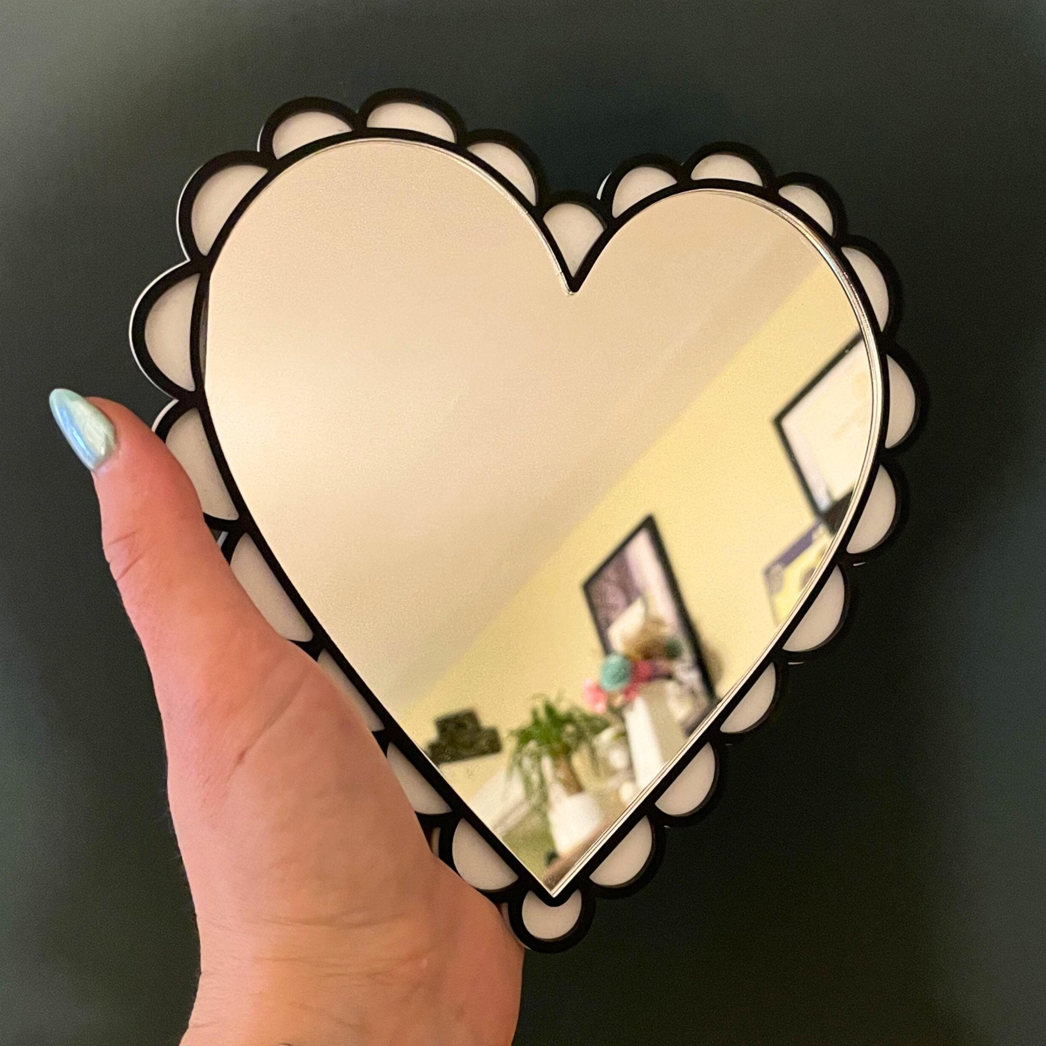 Coquette Heart Mirror - by MirrorPop. Handmade acrylic art.