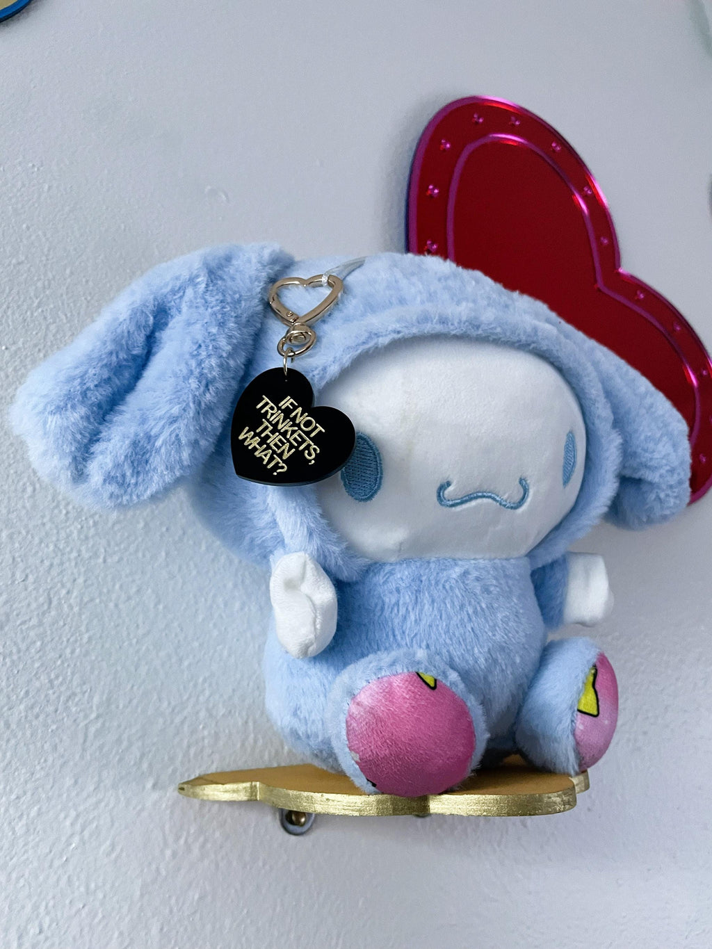 Too Sweet 4 You Trinket Bag Charm Key Chain | Handmade Heart Black Acrylic