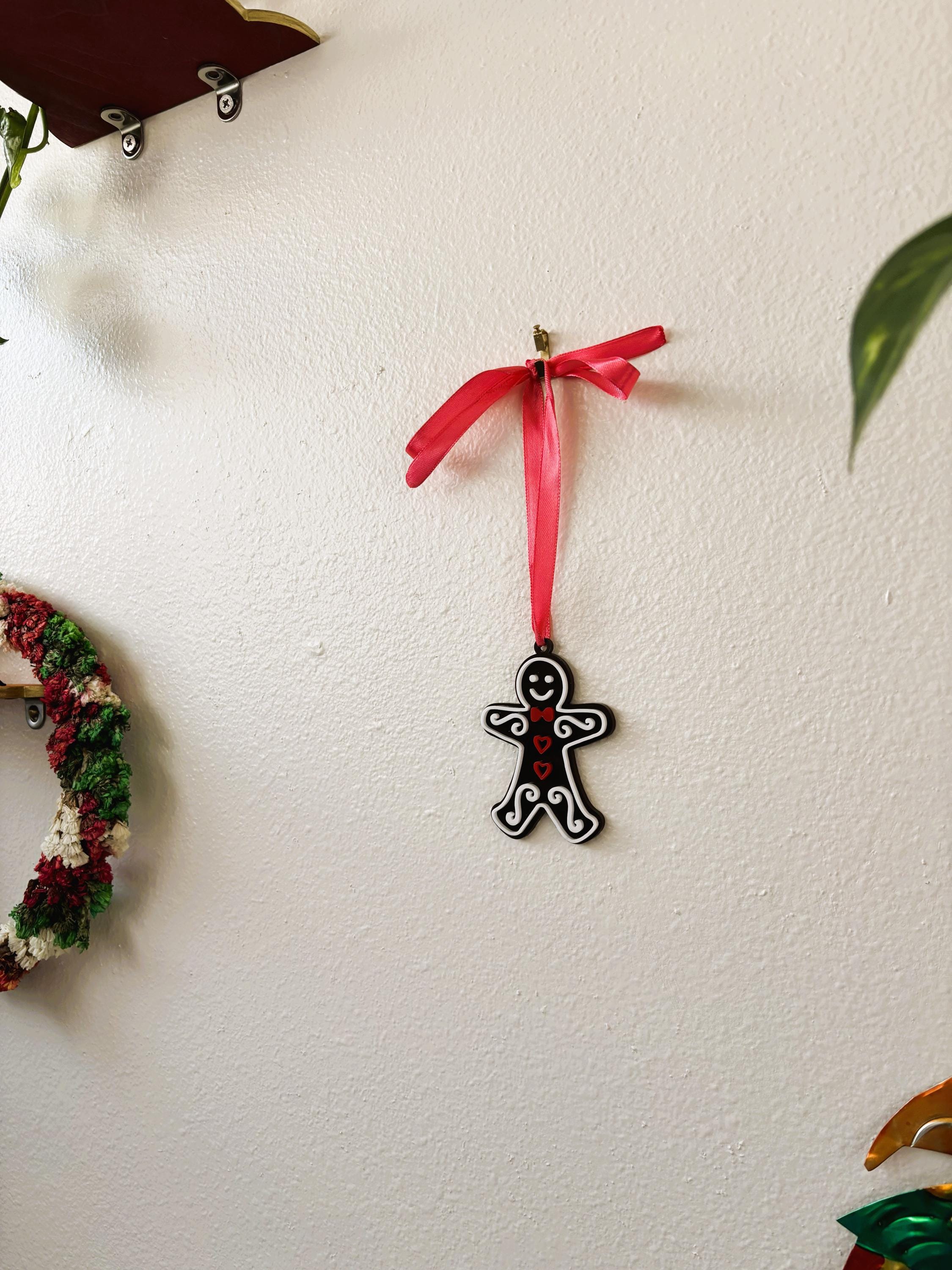 Gingerbread Man Holiday Ornament for Christmas Tree: Handmade Acrylic Gift