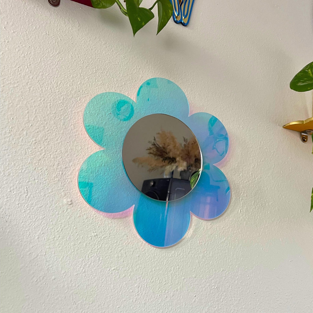 Daisy Wave Iridescent Acrylic Mirror Wall Art - by MirrorPop. Handmade acrylic art.