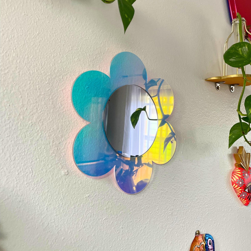 Daisy Wave Iridescent Acrylic Mirror Wall Art - by MirrorPop. Handmade acrylic art.