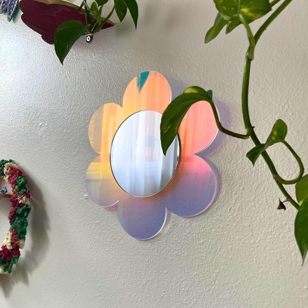 Daisy Wave Iridescent Acrylic Mirror Wall Art - by MirrorPop. Handmade acrylic art.