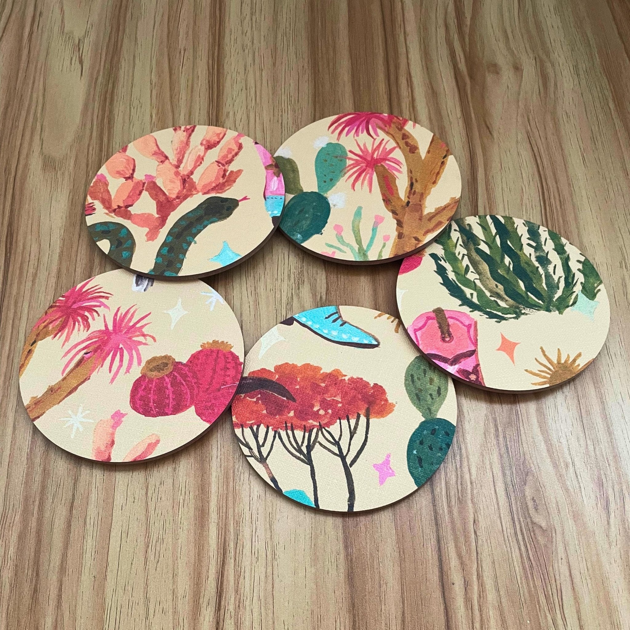 Desert Western Acrylic Coaster – Modern Southwestern Pattern Drink Coaster - by MirrorPop. Handmade acrylic art.