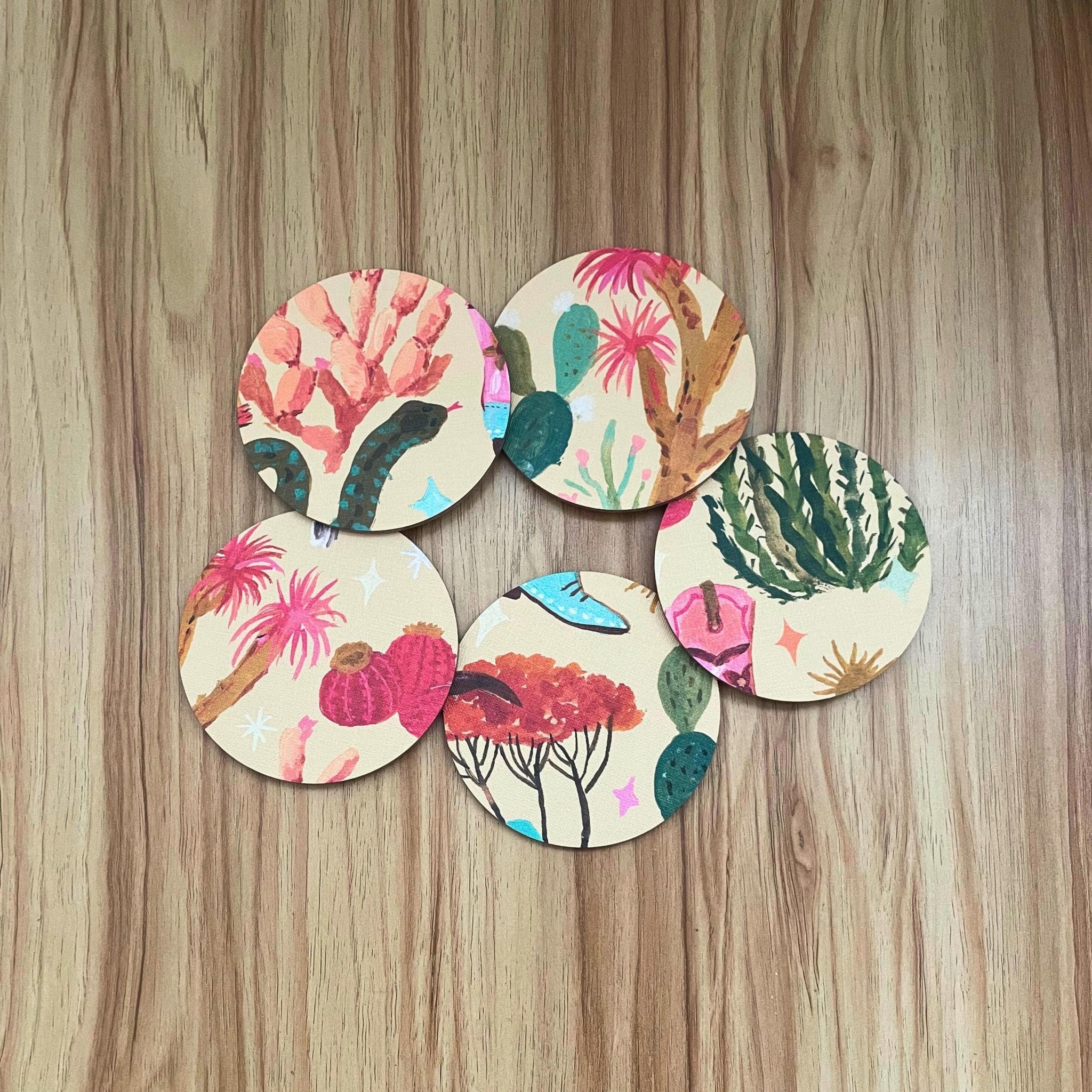 Desert Western Acrylic Coaster – Modern Southwestern Pattern Drink Coaster - by MirrorPop. Handmade acrylic art.